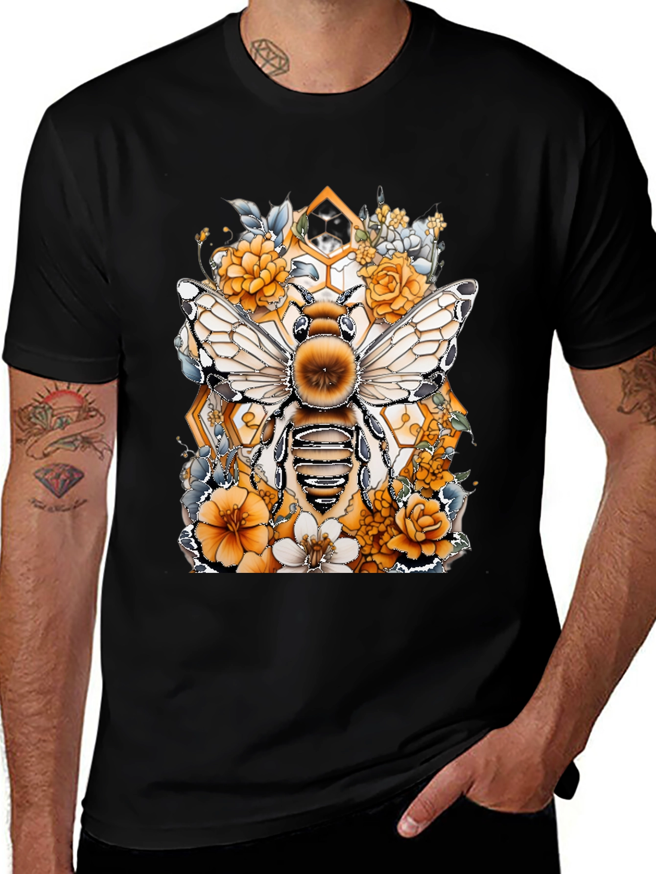 Variant 26 of Bee & Floral Graphic T-Shirt