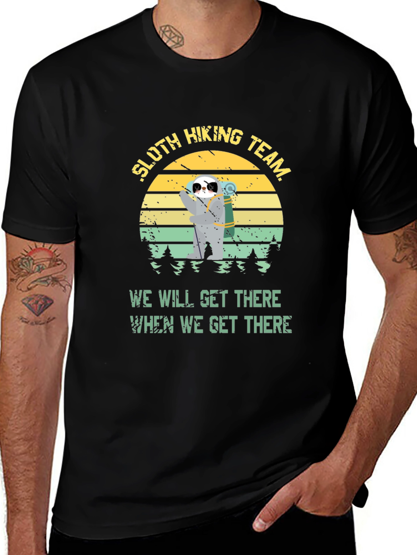 Variant 16 of Sloth Hiking Team T-Shirt -  We Will Get There Tee