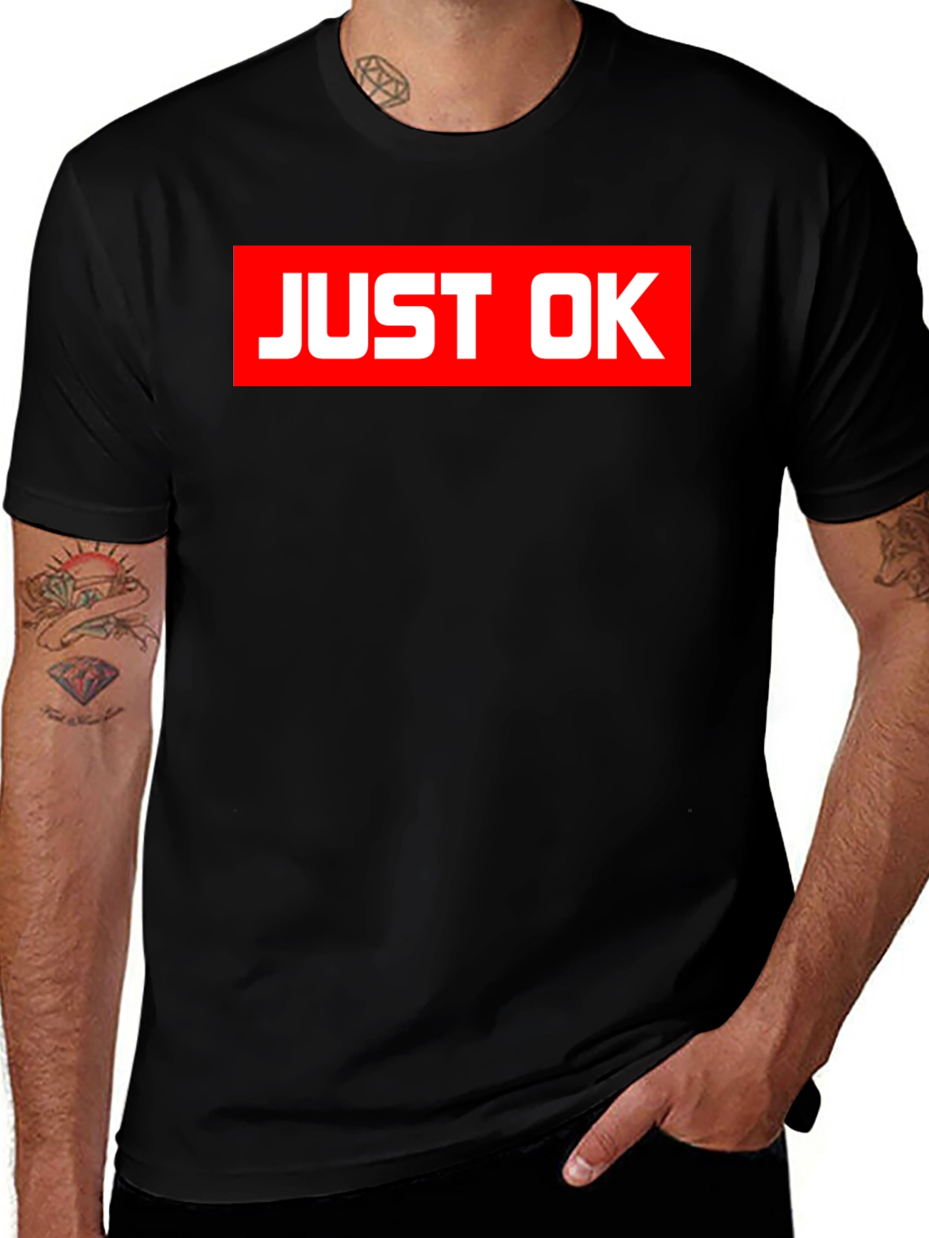 Variant 15 of Just OK Graphic T-Shirt - Mens Short Sleeve Crew Neck Tee