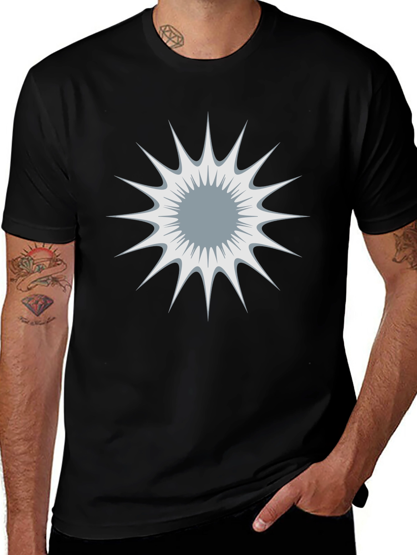 Variant 4 of Starburst Graphic Print Black T-Shirt