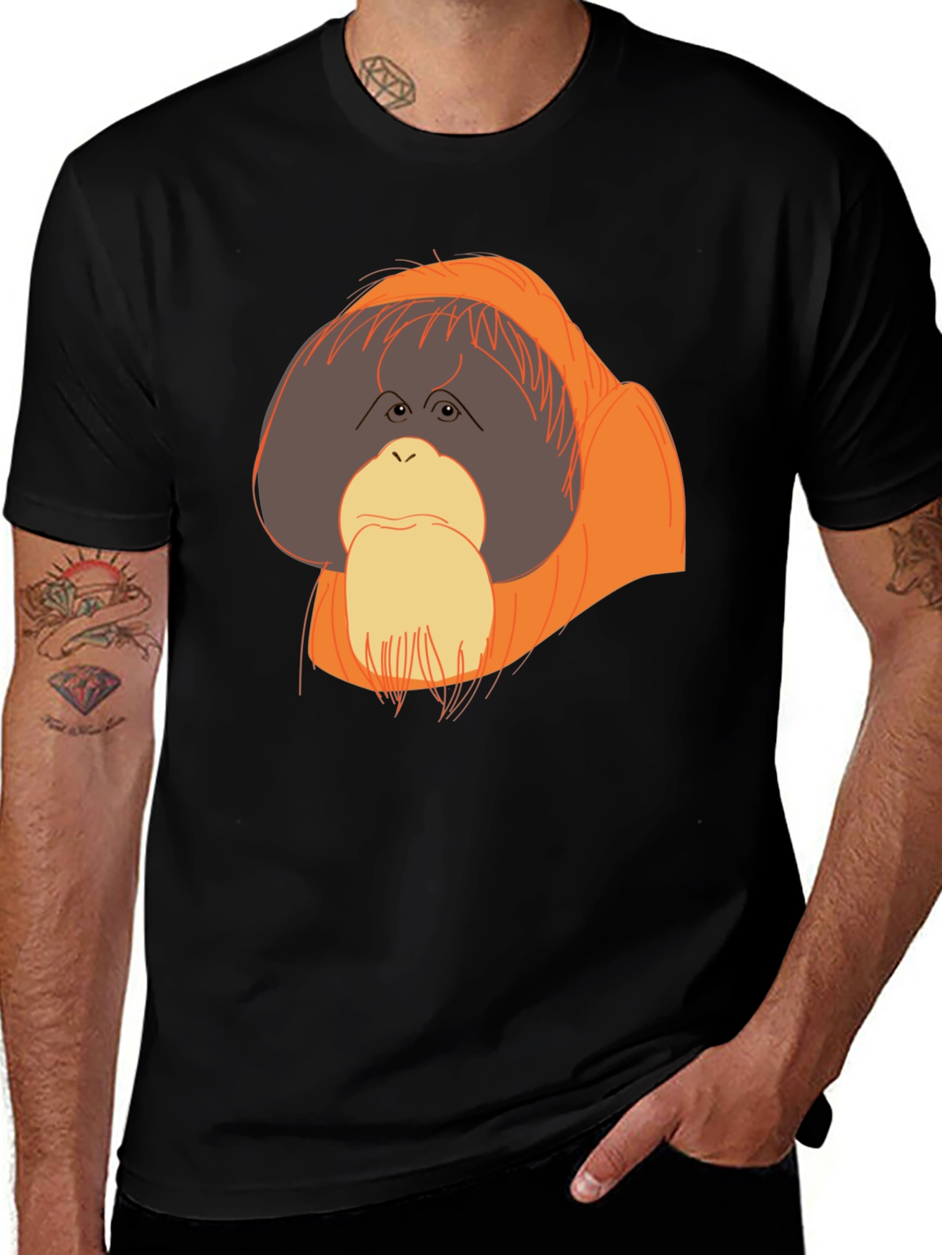 Variant 23 of Orangutan Graphic T-Shirt - Black Crew Neck Tee