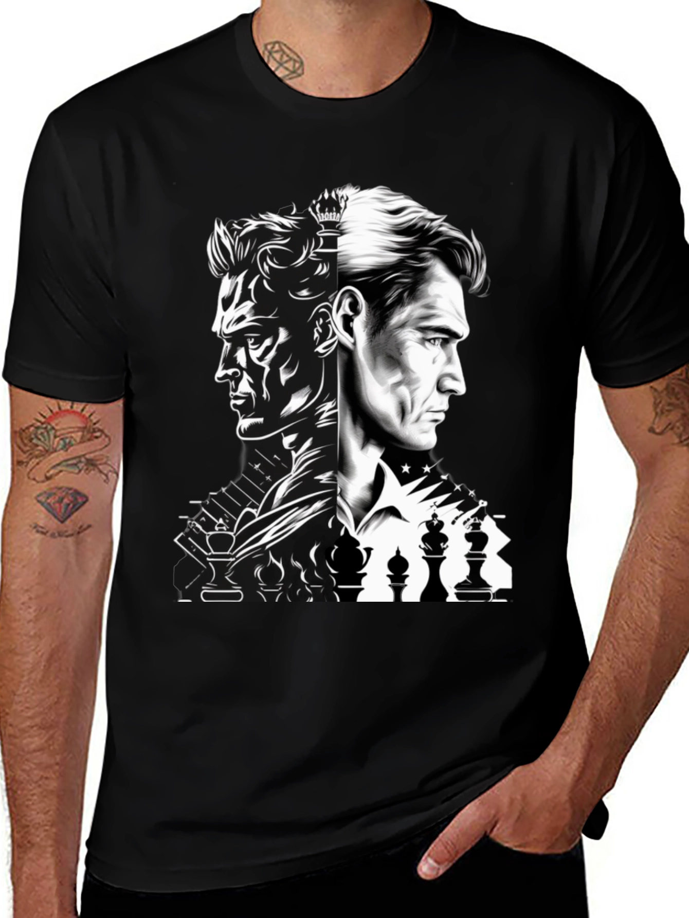 Variant 21 of Chess Mastermind Graphic Tee - Black Cotton T-Shirt
