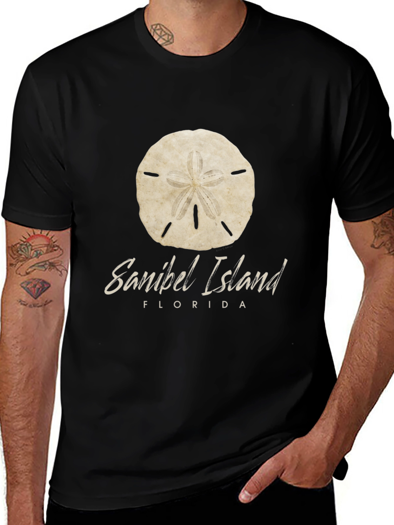 Sanibel Island Florida Sand Dollar Black T-Shirt