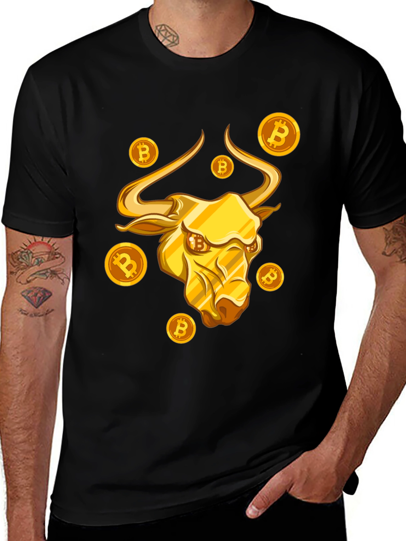 Bitcoin Bull T-Shirt - Crypto Golden Bull Design