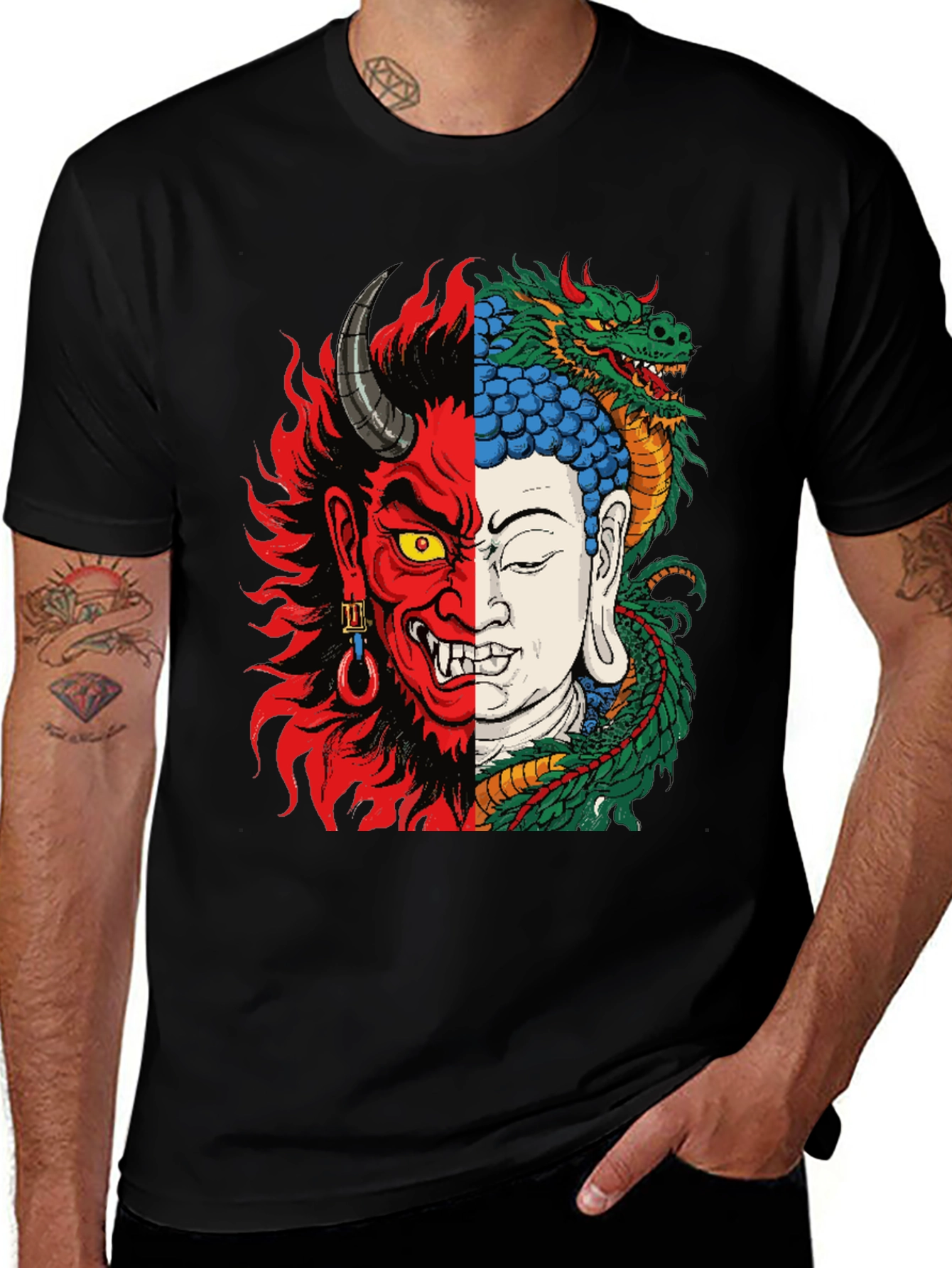 Variant 2 of Devil and Buddha Graphic T-Shirt