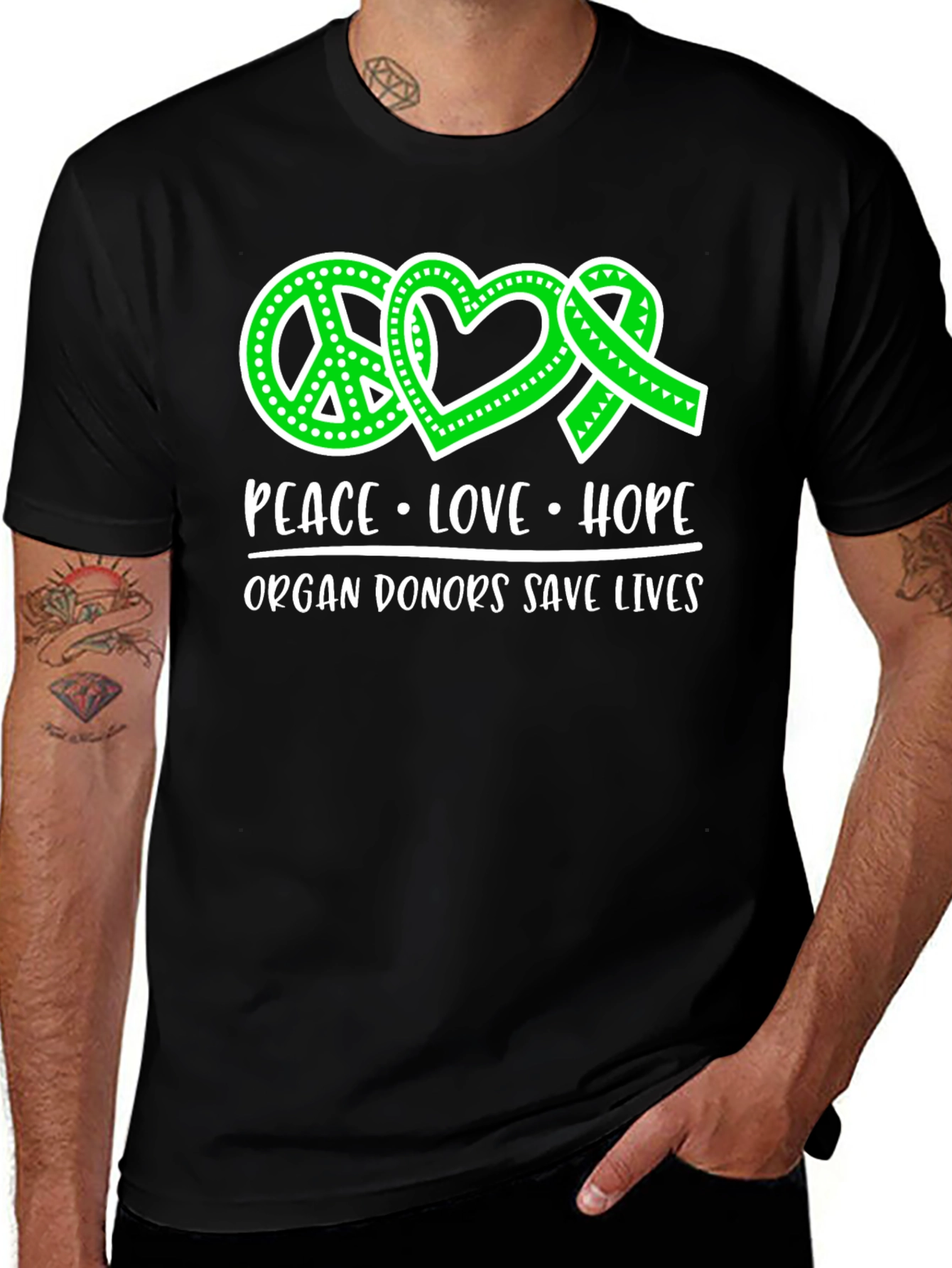 Variant 14 of Peace Love Hope Organ Donor T-Shirt