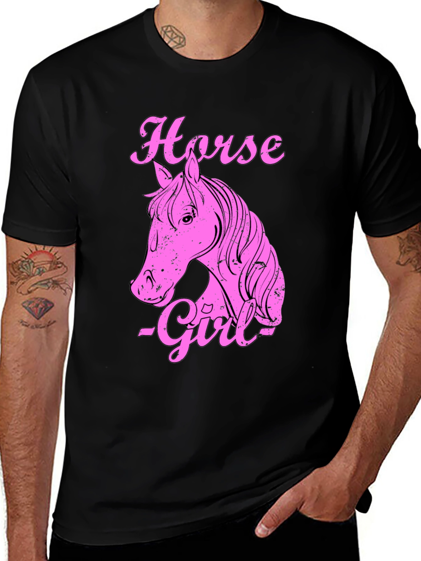Variant 2 of Horse Girl Graphic T-Shirt - Black Cotton Tee