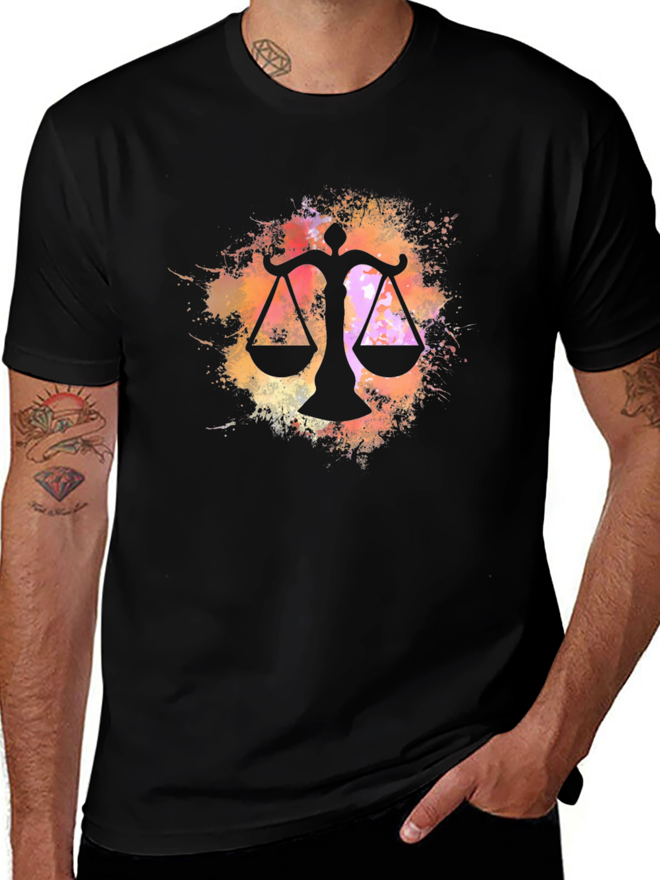 Libra Zodiac Sign Black T-Shirt