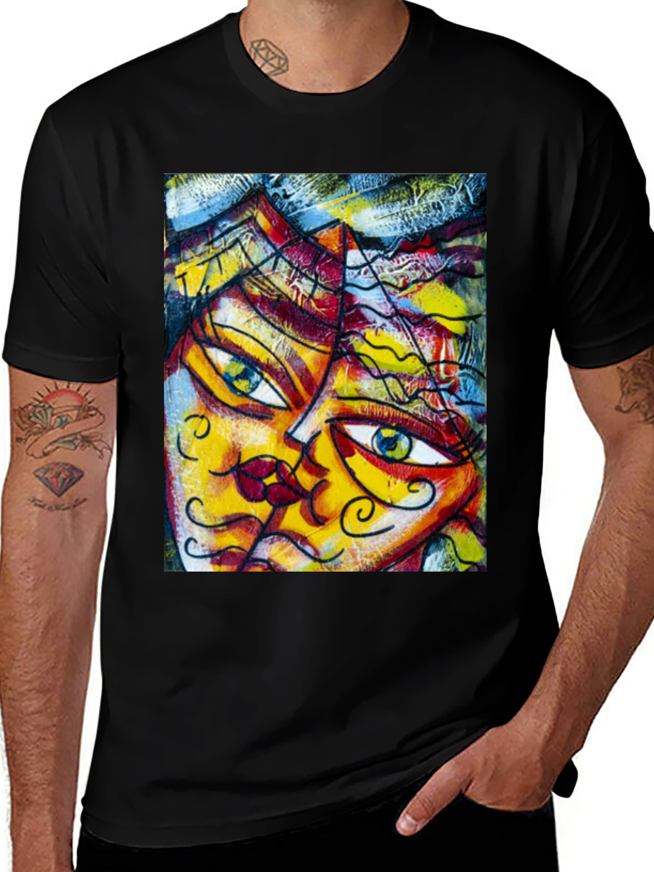 Variant 8 of Abstract Face Art T-Shirt - Artistic Expression