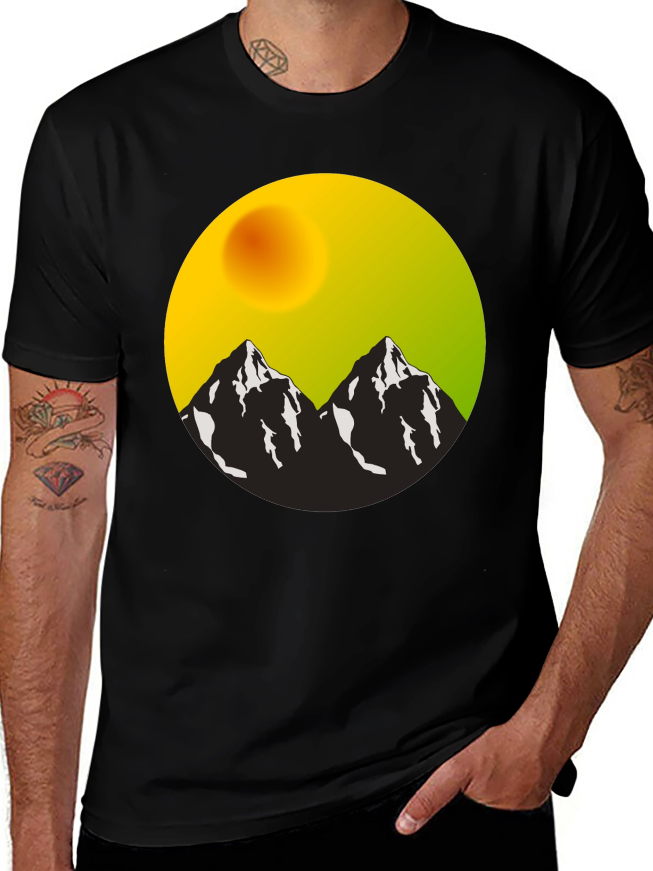 Variant 13 of Mountain Vista Graphic Tee - Black Cotton Blend