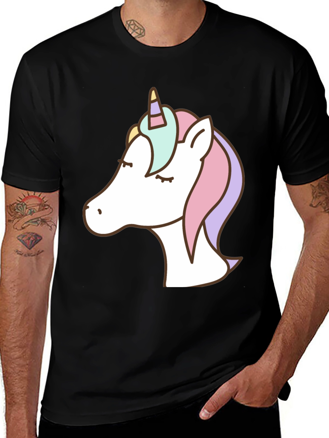 Variant 29 of Unicorn Graphic Tee - Black Cotton Blend