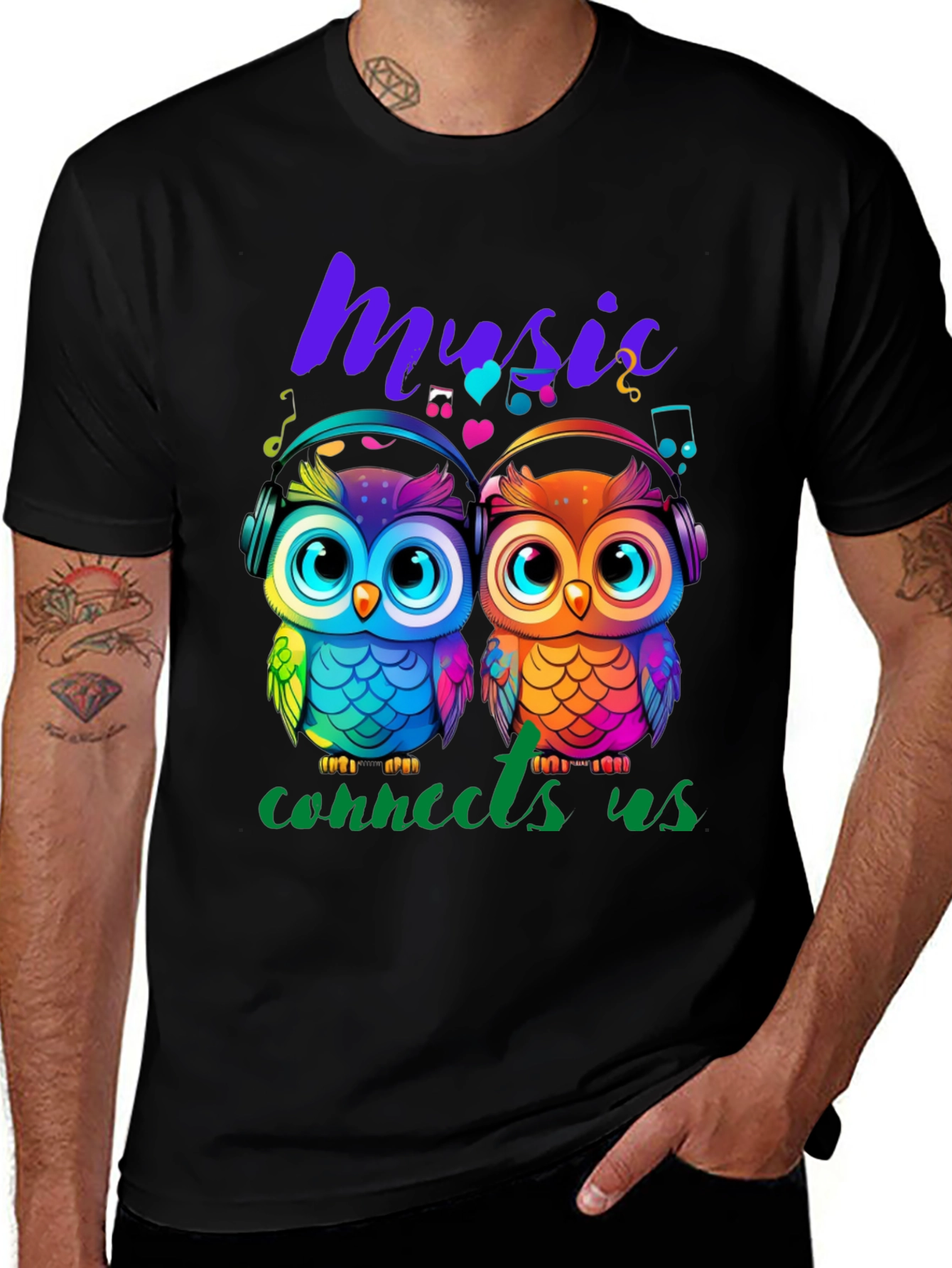 Variant 19 of Music Connects Us Owl T-Shirt