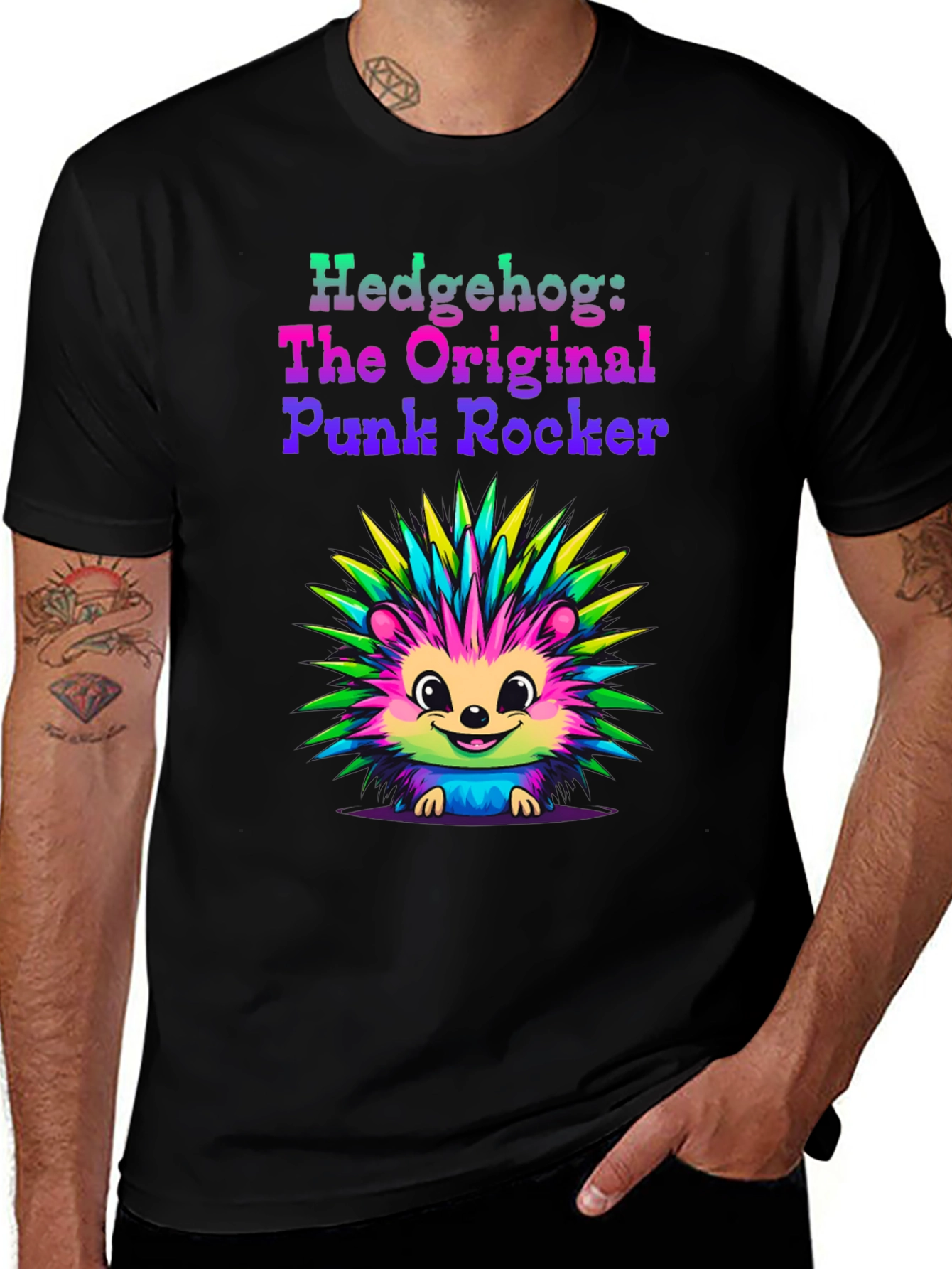Variant 2 of Hedgehog Punk Rocker Graphic Tee