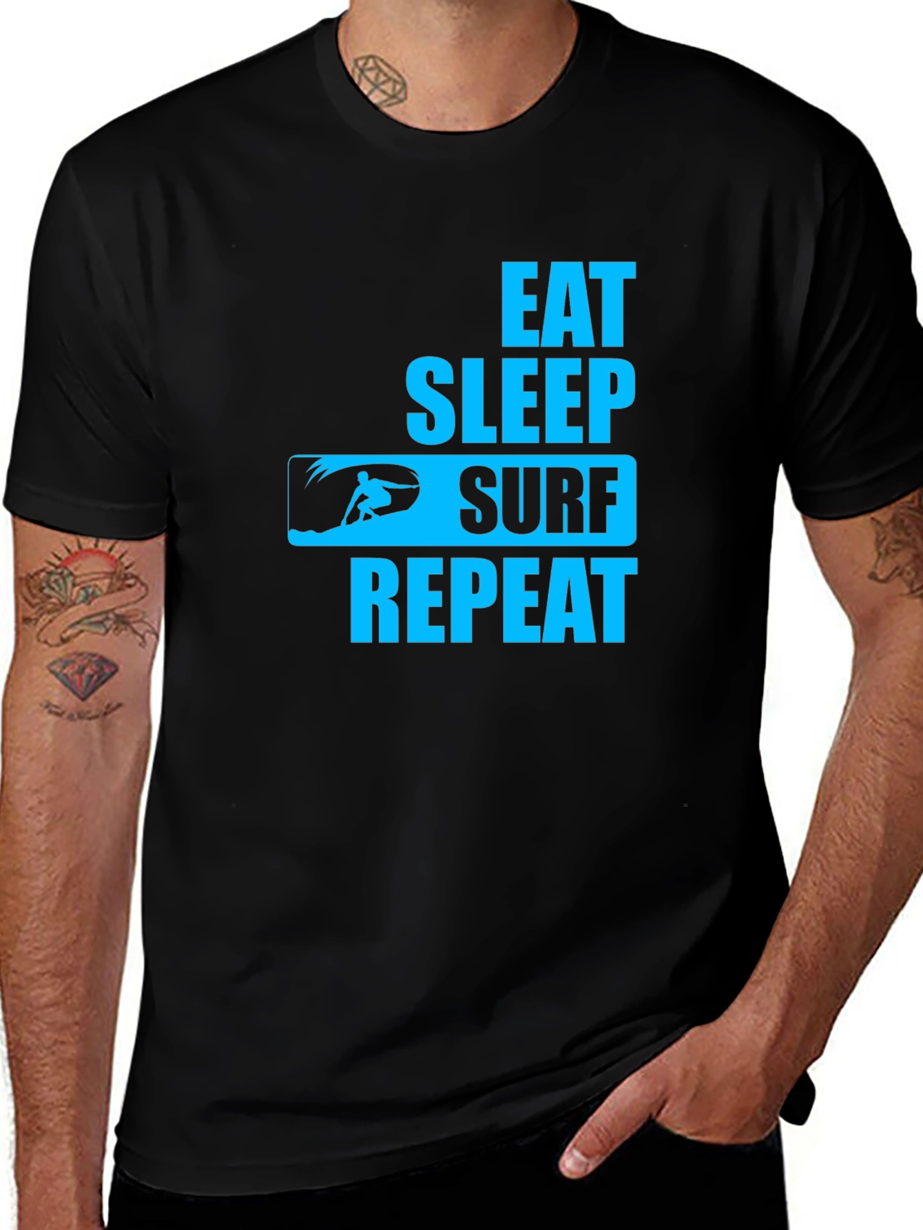 Variant 19 of Eat Sleep Surf Repeat T-Shirt - Surfer Tee