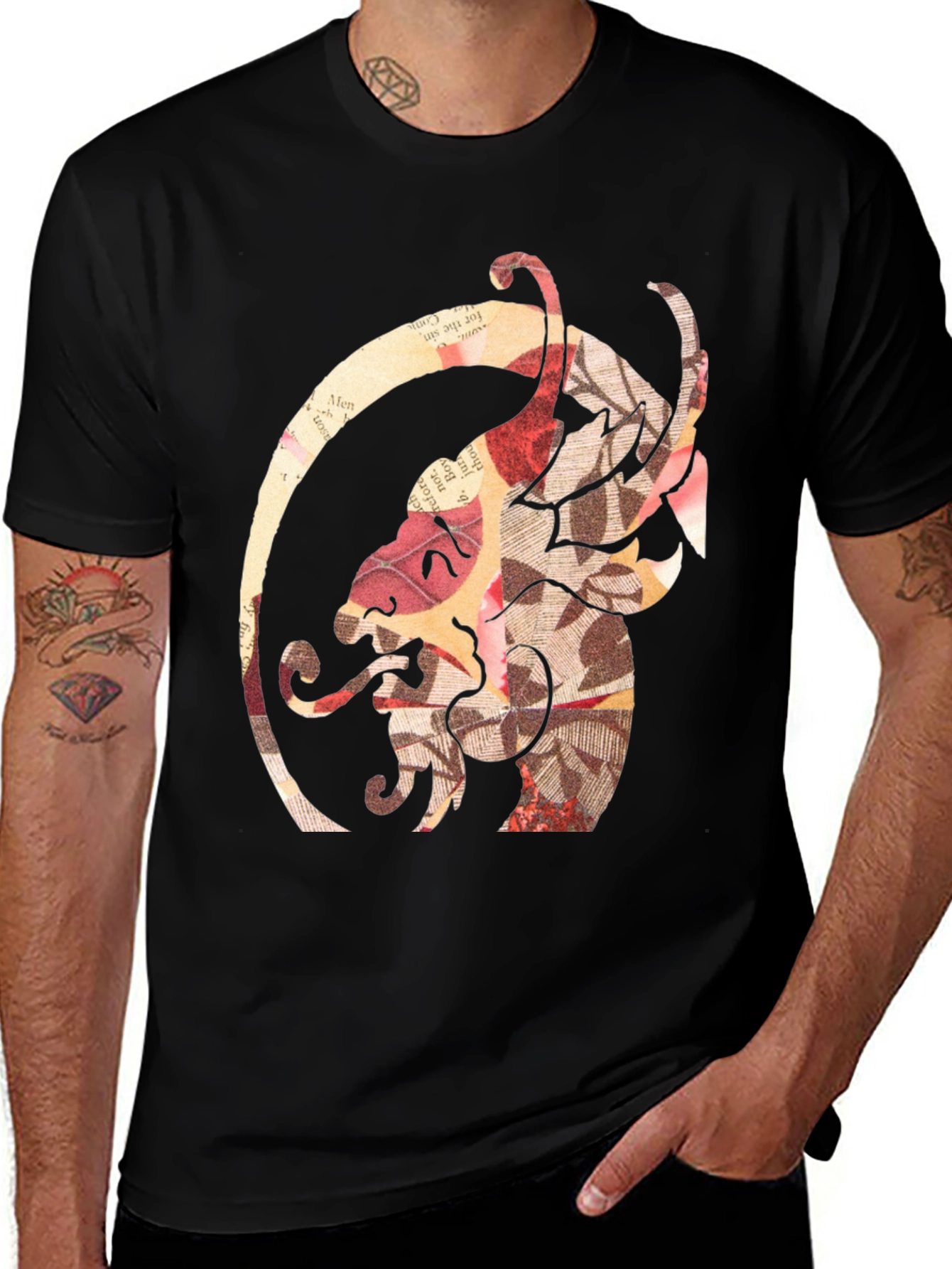 Artistic Creature Graphic Tee - Black