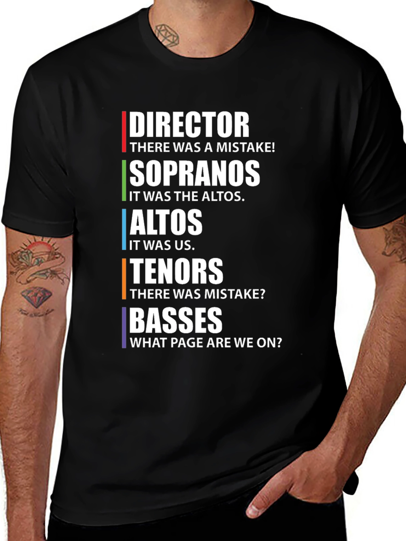 Choir Humor T-Shirt - Director, Soprano, Alto, Tenor, Bass