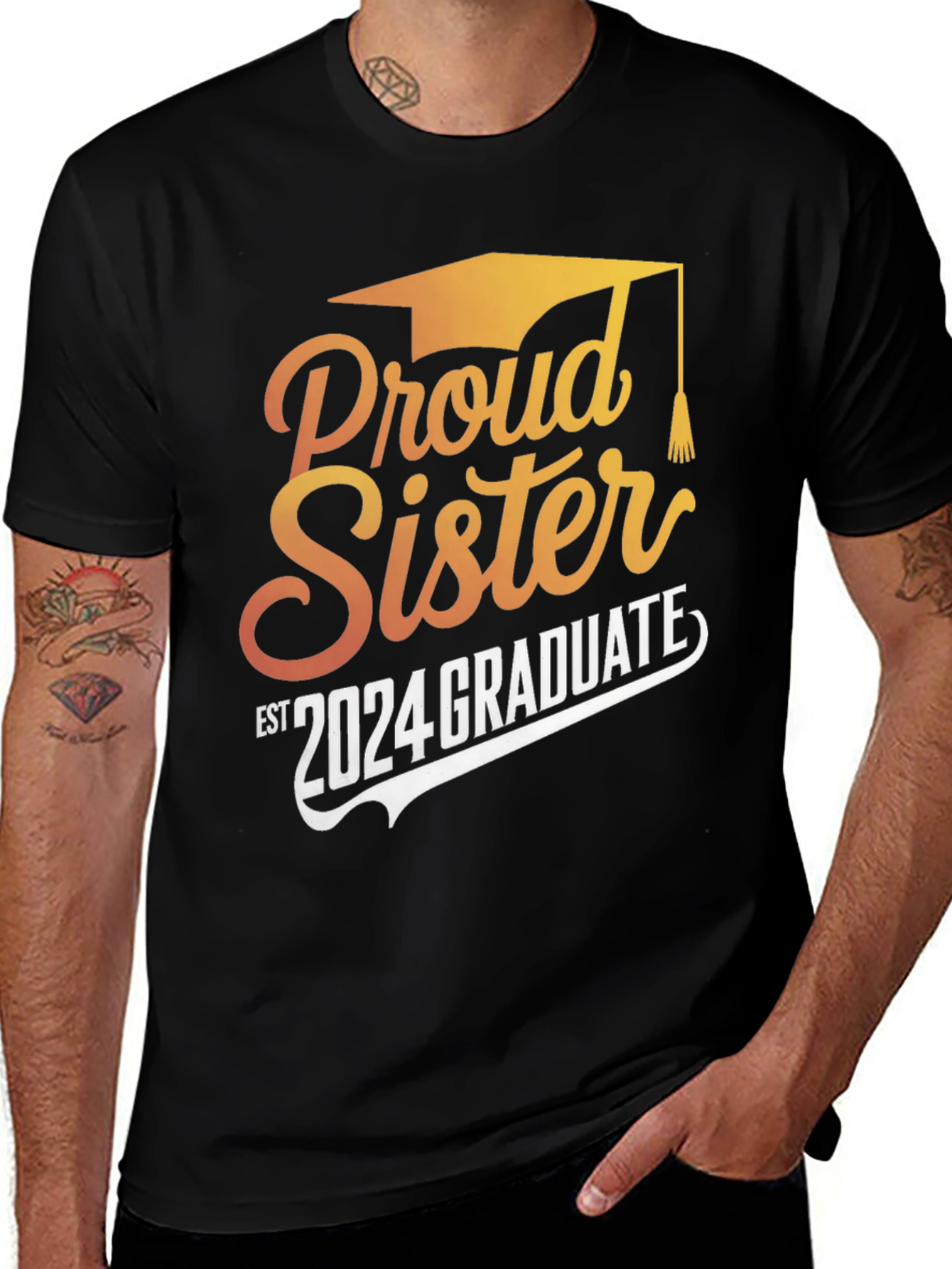 Proud Sister 2024 Graduate Black T-Shirt