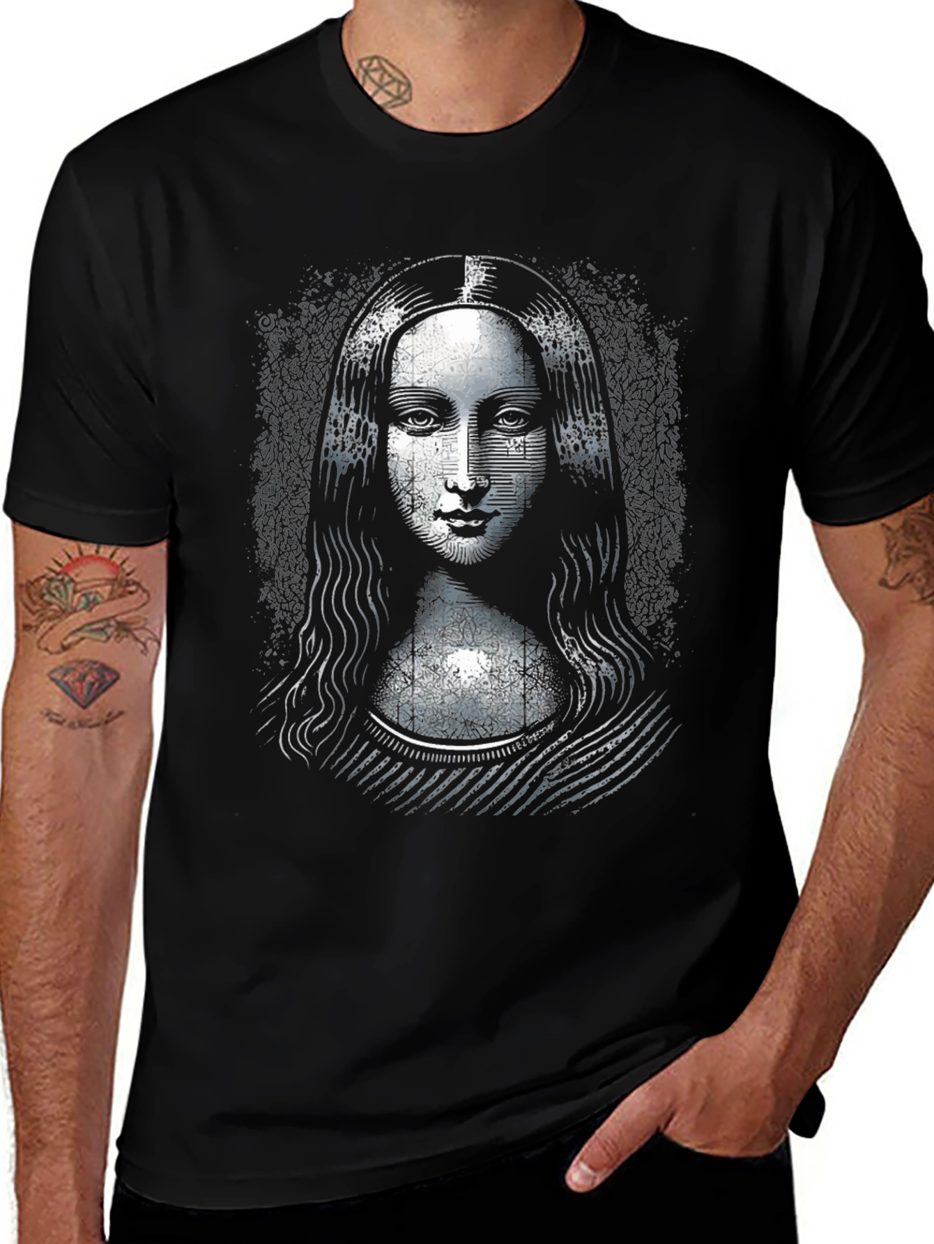 Variant 13 of Mona Lisa Graphic Print Black T-Shirt