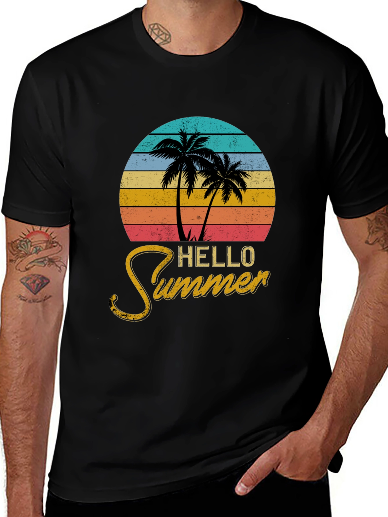 Variant 4 of Hello Summer Palm Tree Graphic Tee