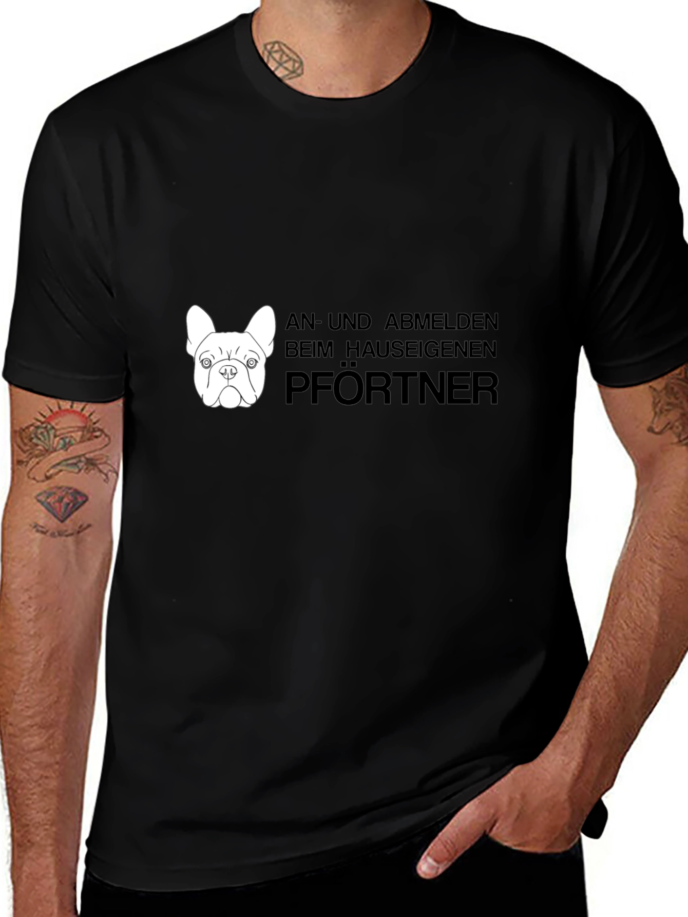 Variant 2 of Funny Dog 'Pfortner' Black T-Shirt