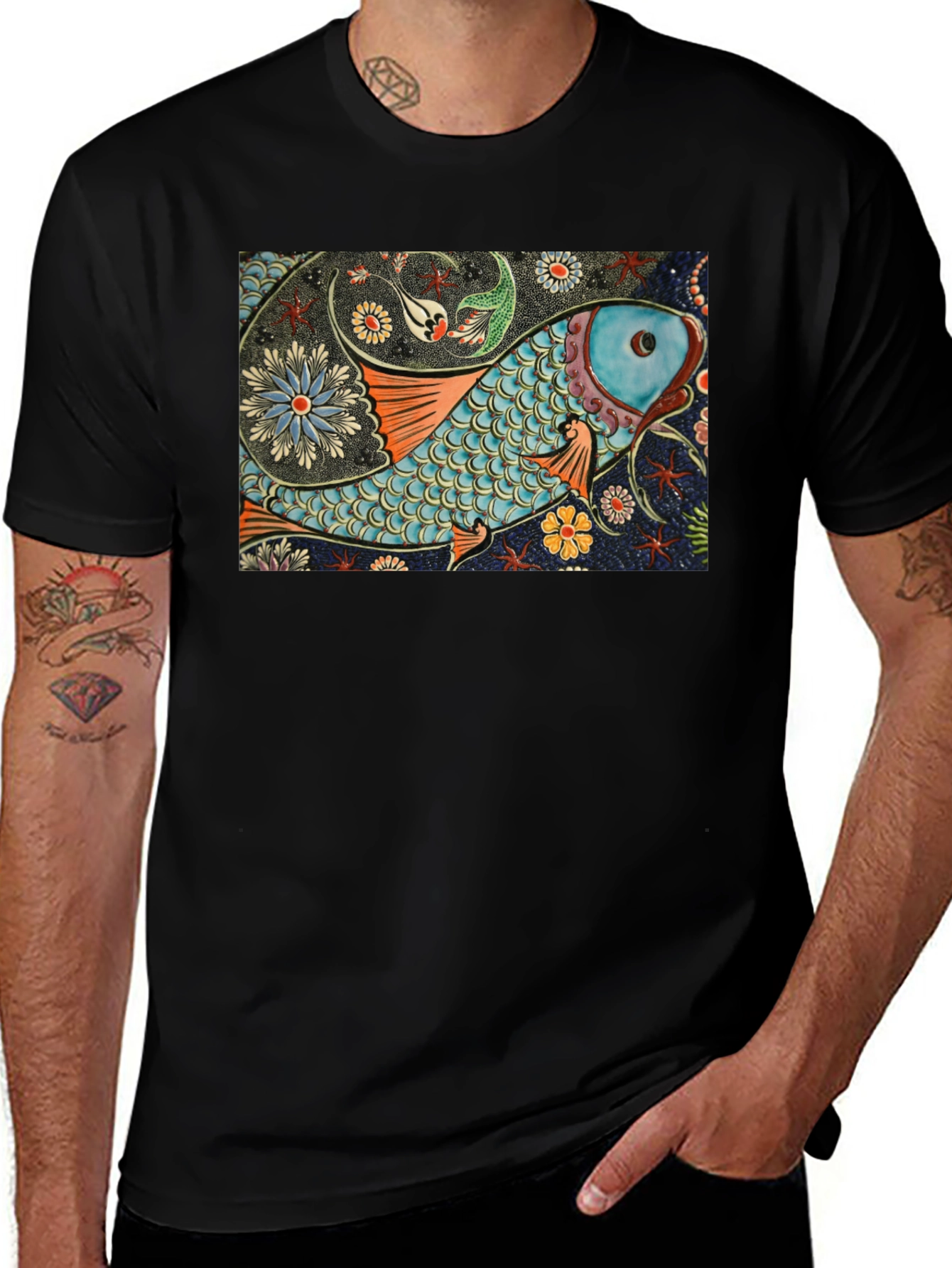 Variant 24 of Koi Fish Art Print Black T-Shirt