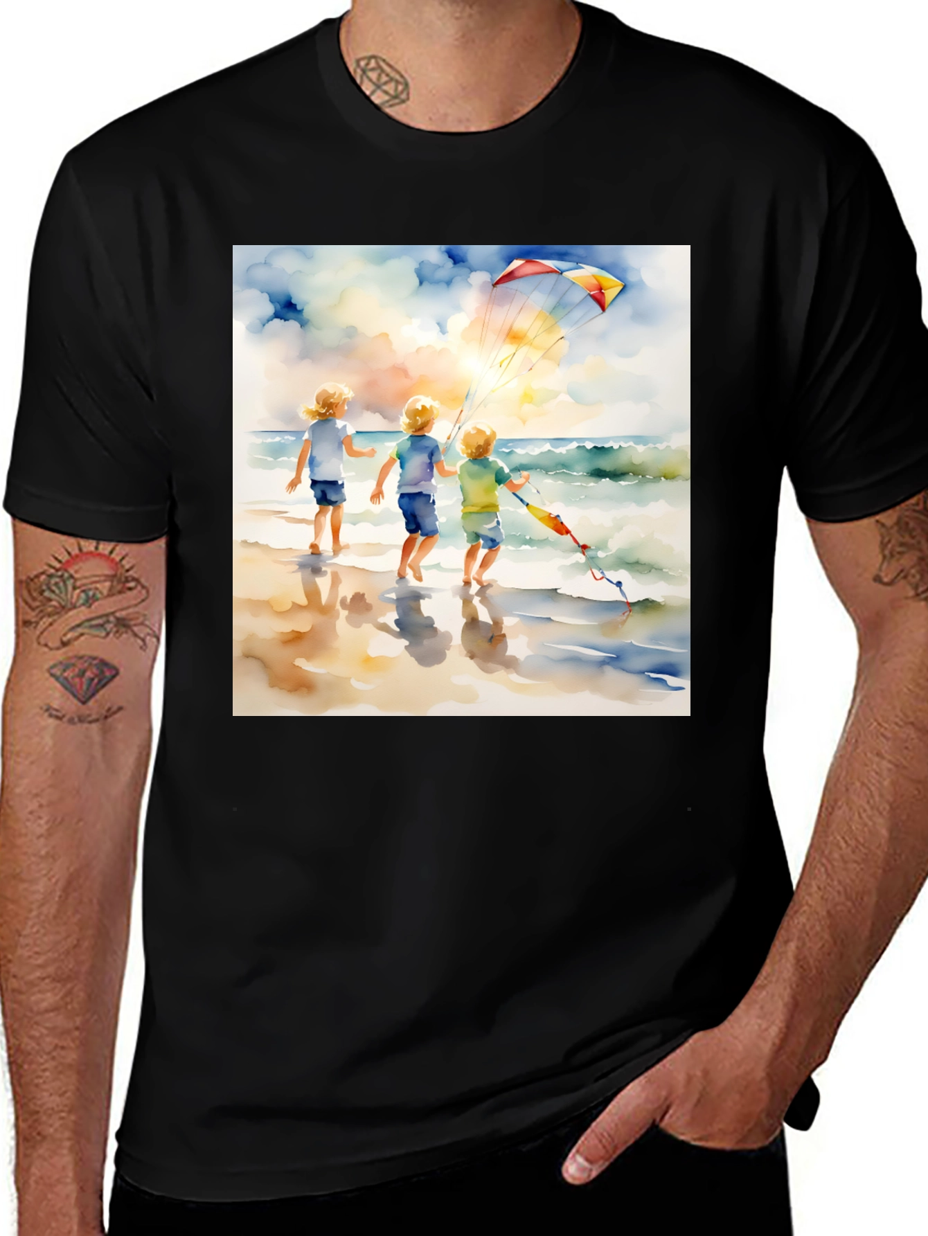 Variant 22 of Watercolor Beach Kite T-Shirt