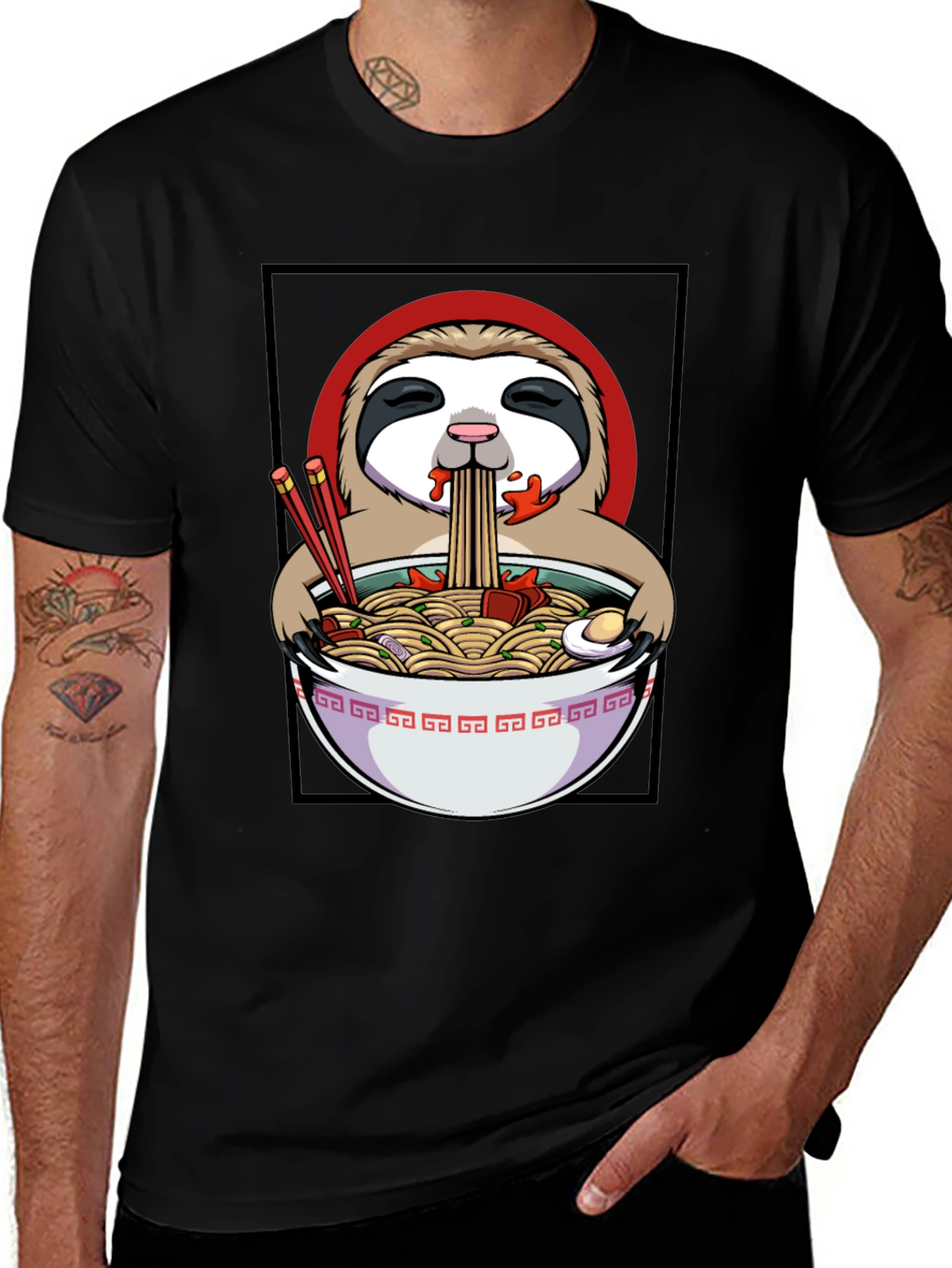 Variant 25 of Sloth Ramen T-Shirt - Funny Graphic Tee