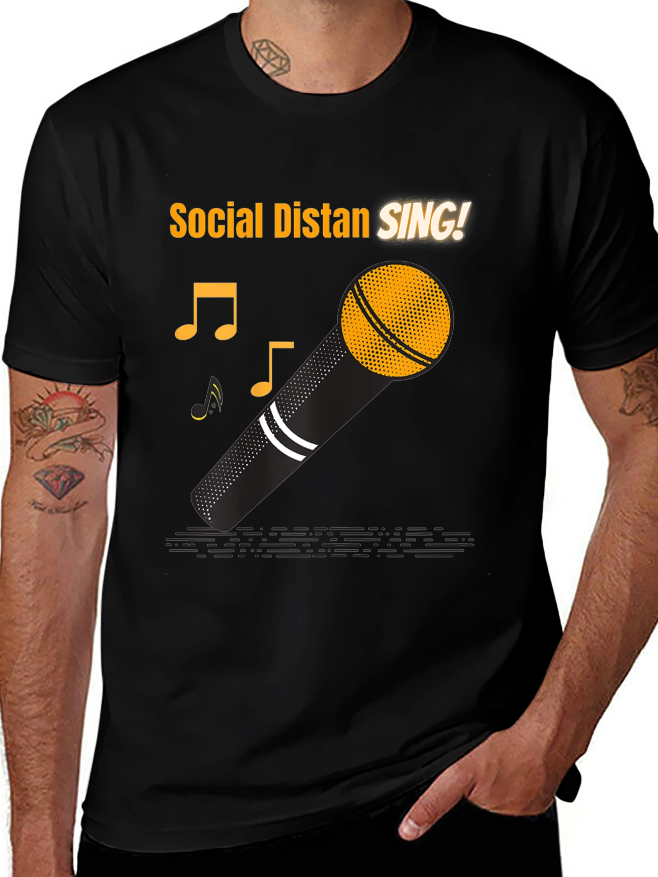 Variant 8 of Social Distance Sing! Black Graphic T-Shirt