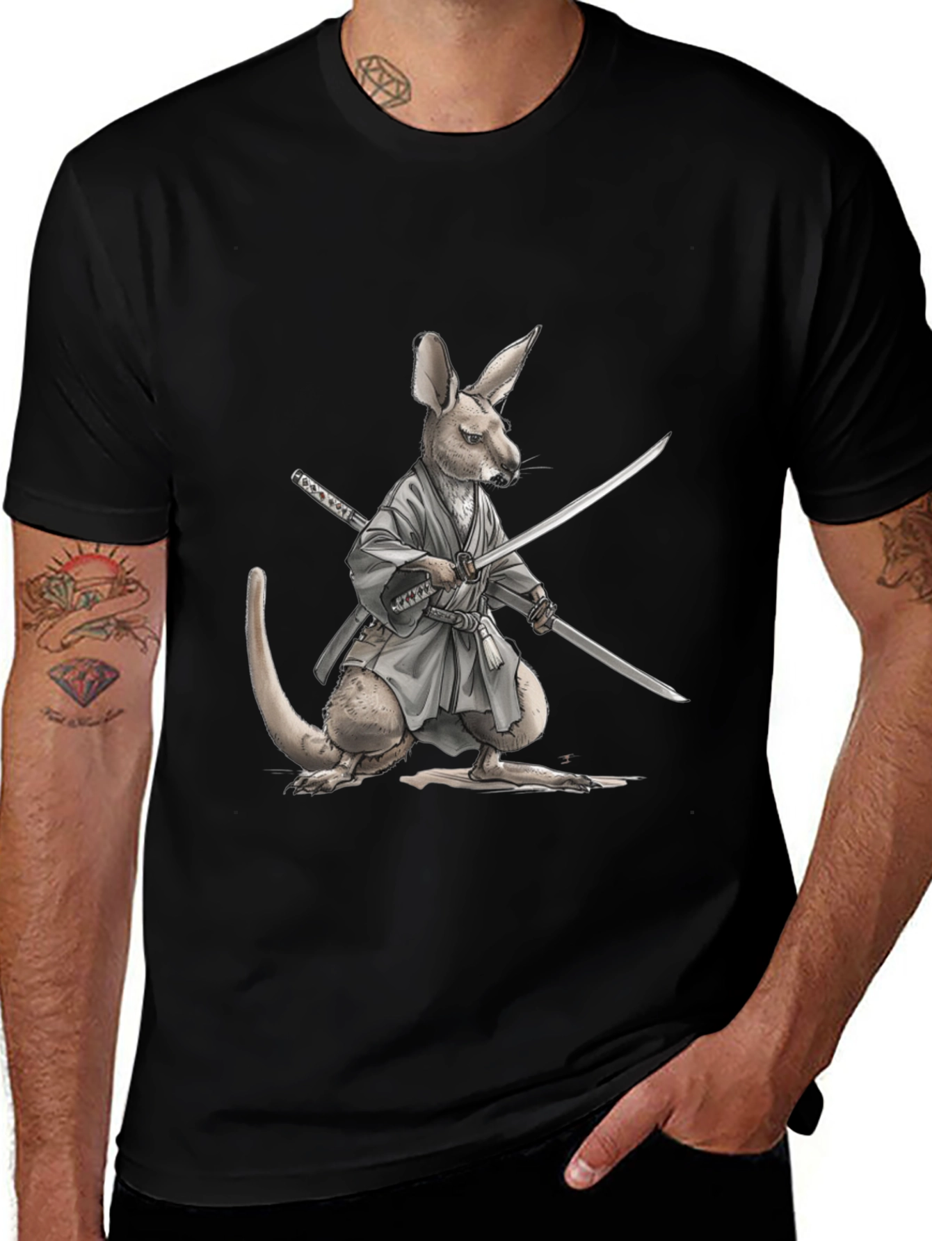 Variant 17 of Kangaroo Samurai T-Shirt - Martial Arts Funny Tee