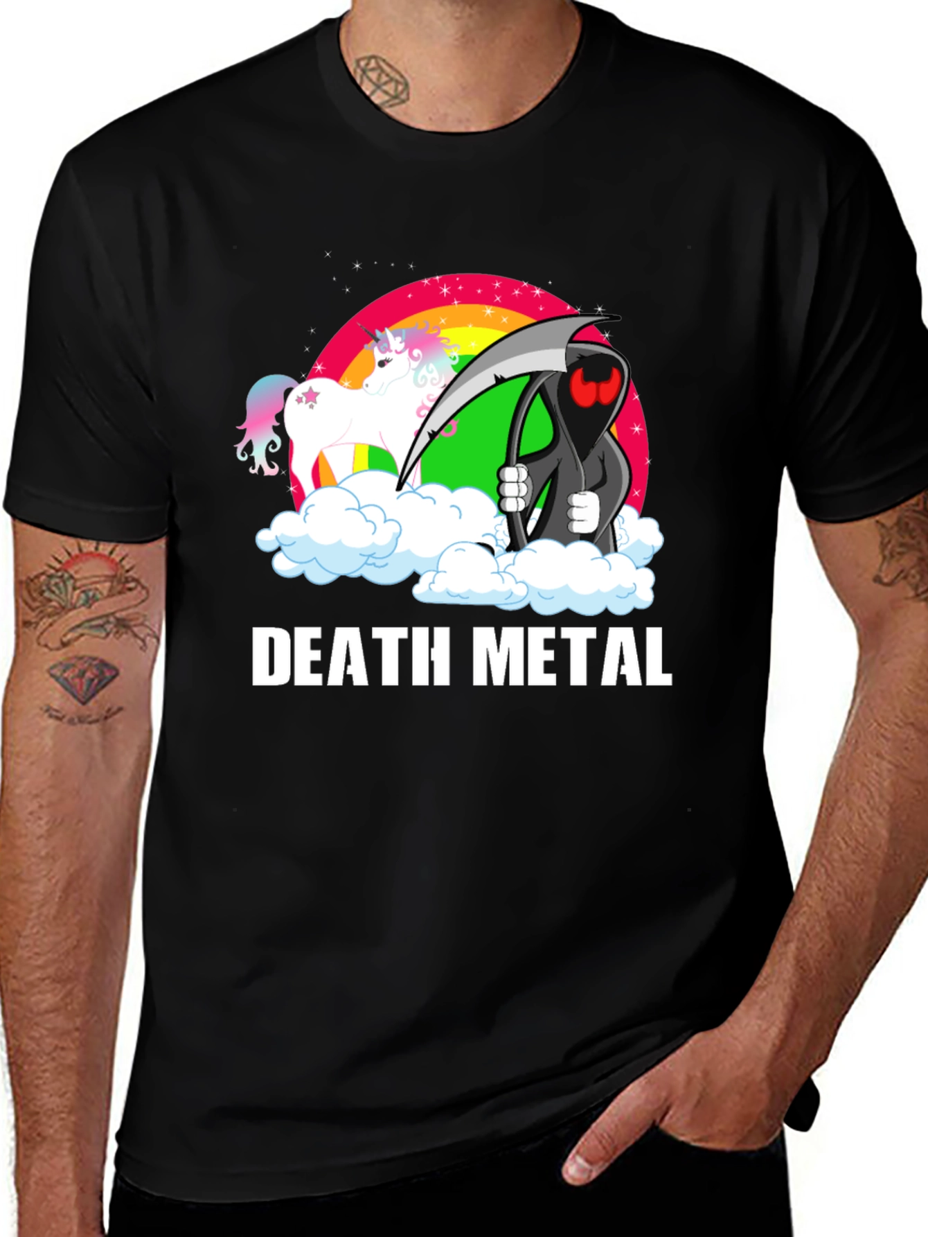 Variant 26 of Death Metal Unicorn Grim Reaper Graphic Tee