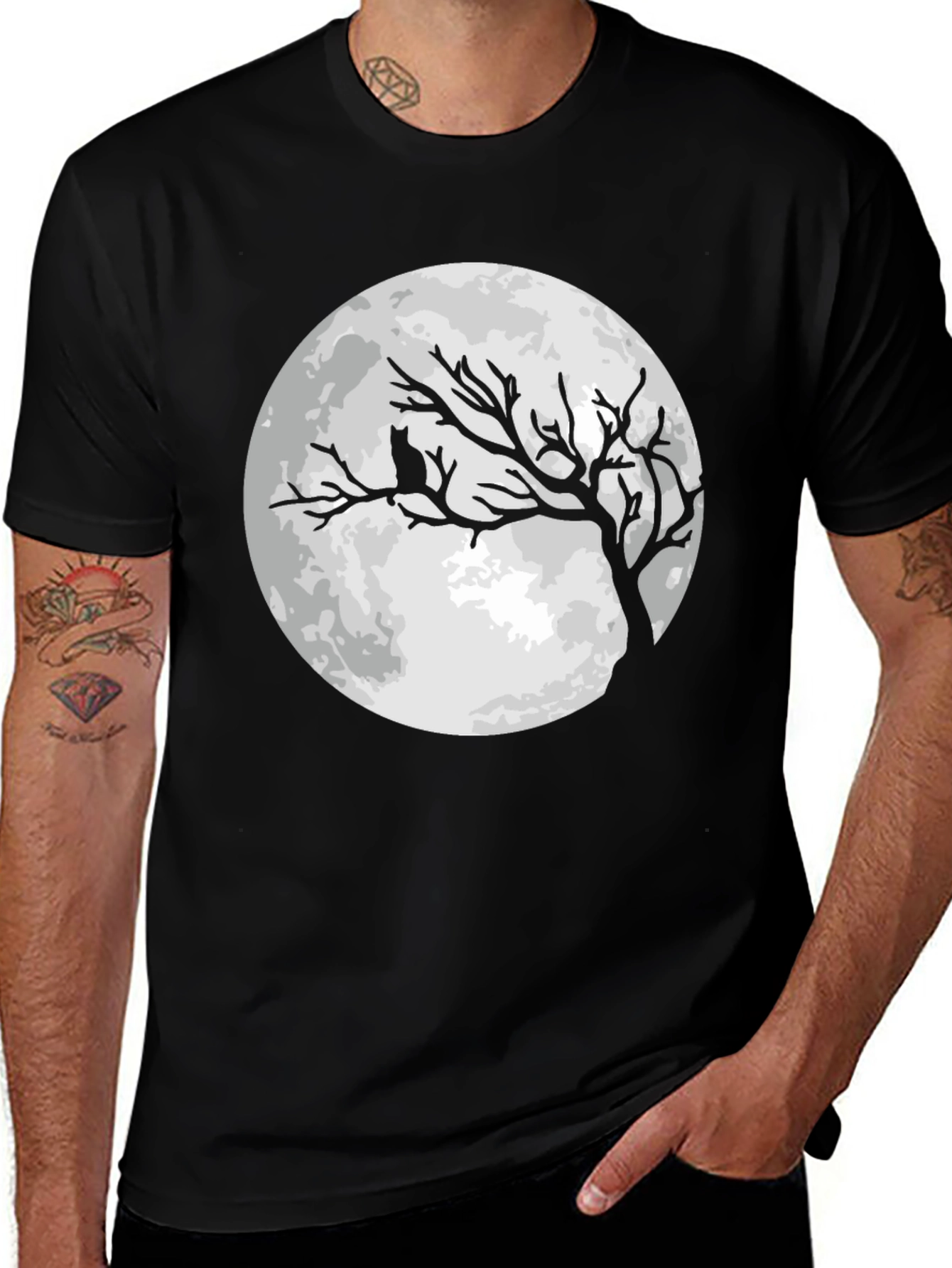 Variant 25 of Spooky Cat Moon T-Shirt