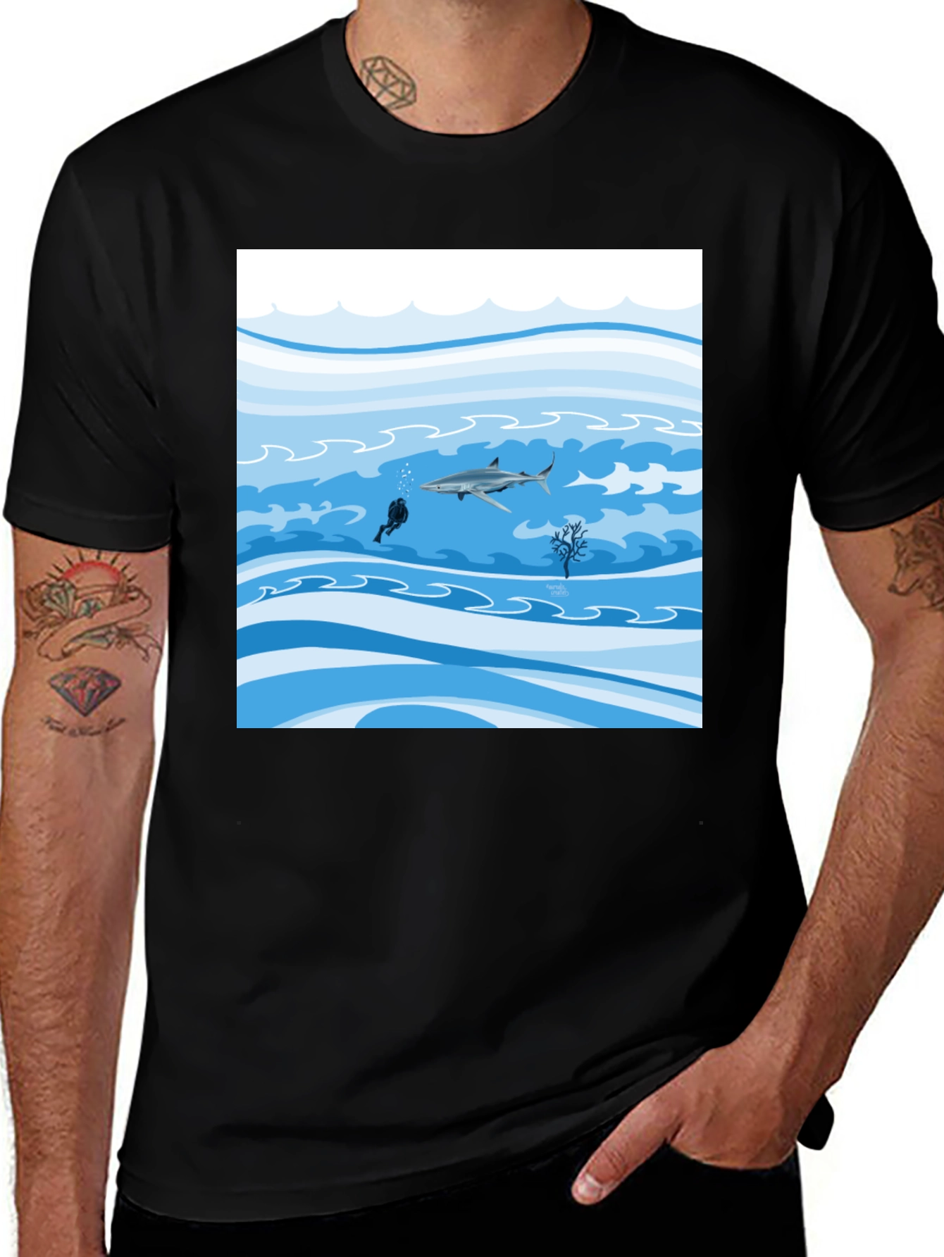 Variant 8 of Black Shark Diver Graphic Tee