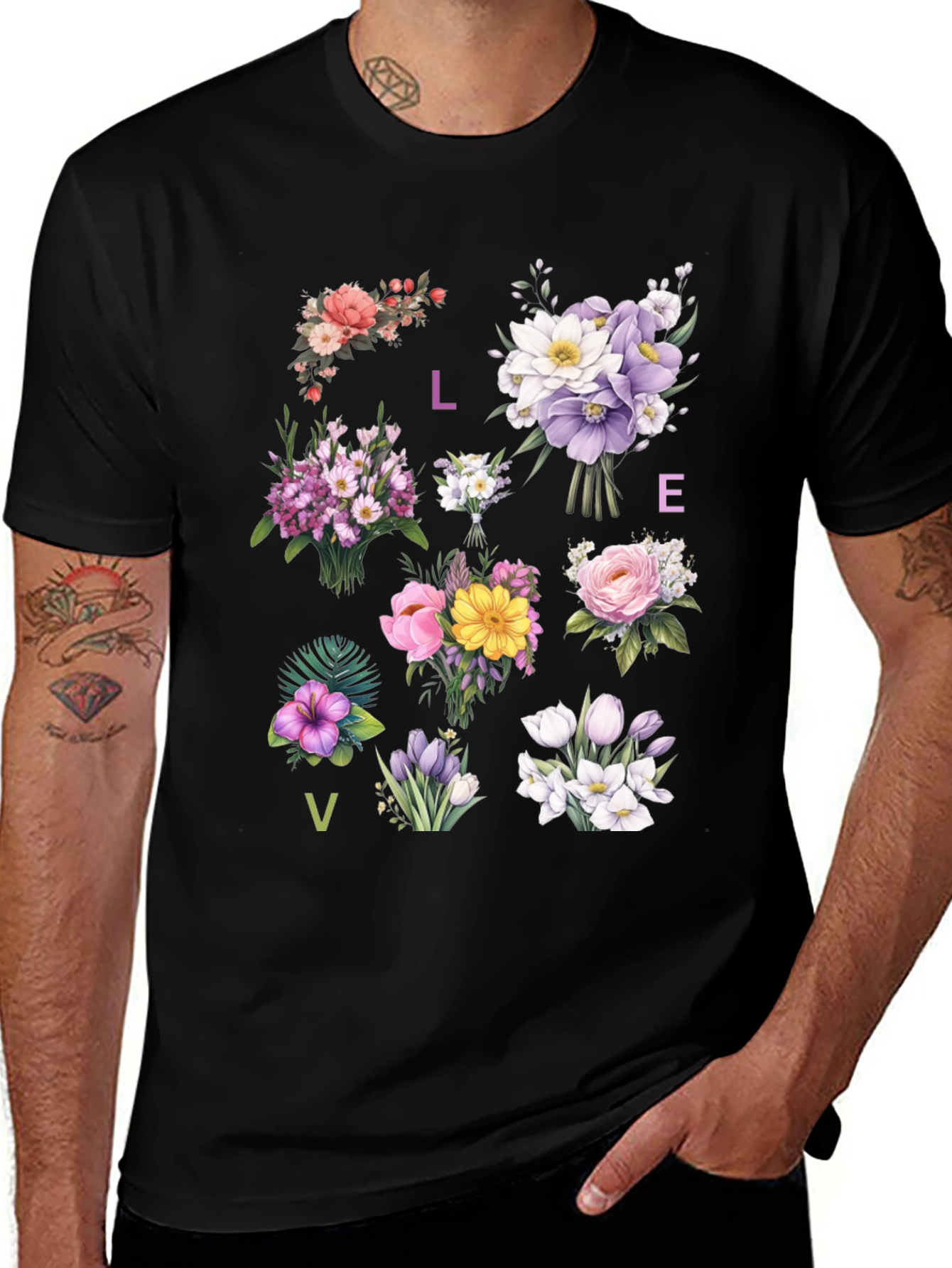 Variant 29 of Floral LOVE Graphic Tee - Stylish & Comfortable