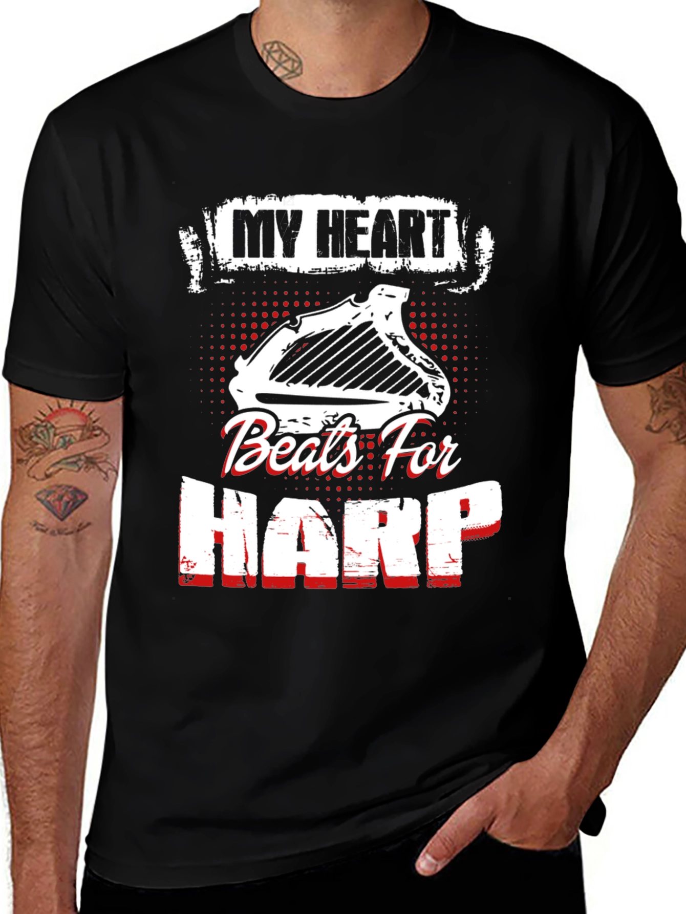 Variant 5 of My Heart Beats For Harp Black T-Shirt
