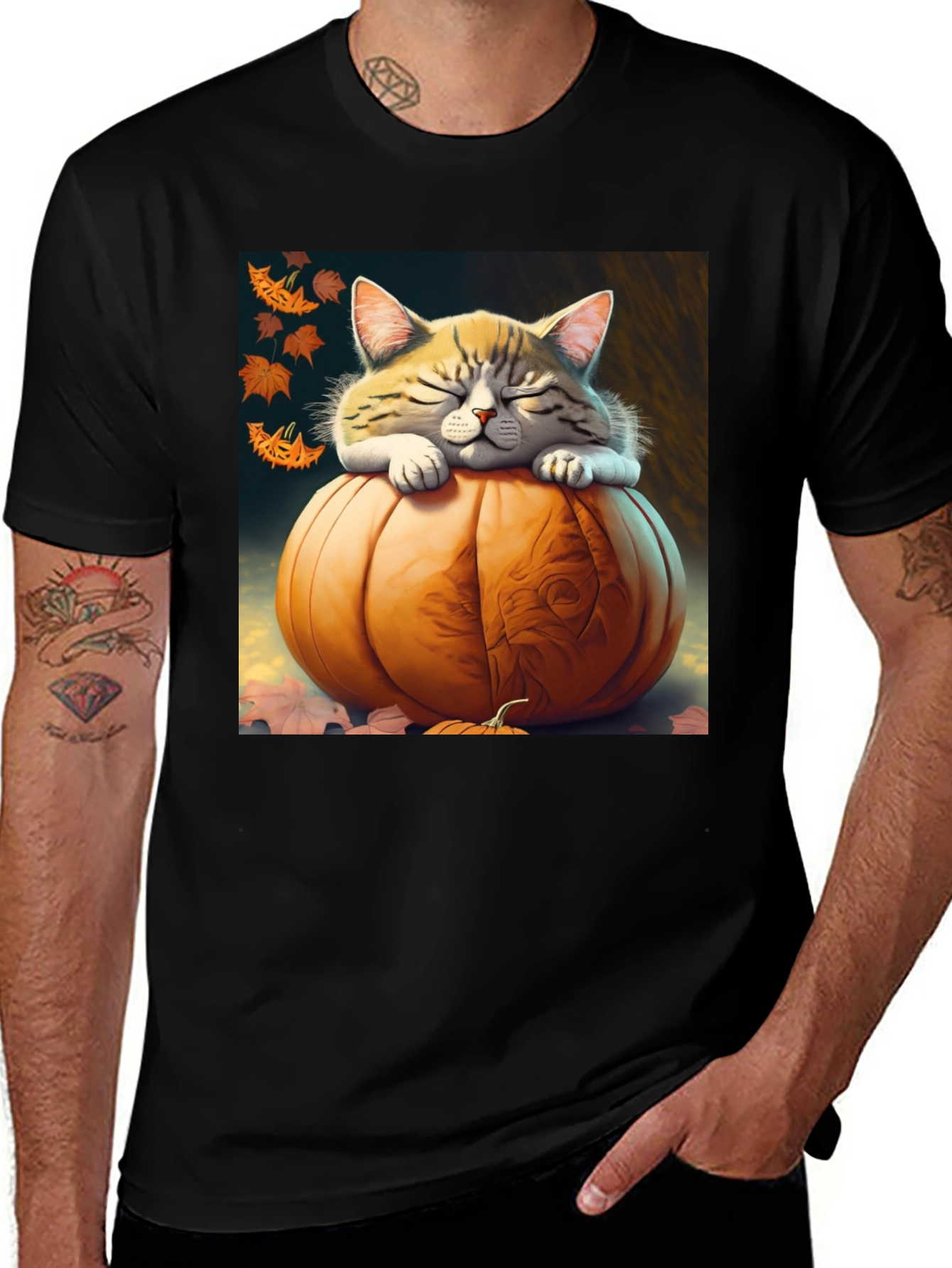 Variant 24 of Fall Cat Pumpkin Graphic Tee