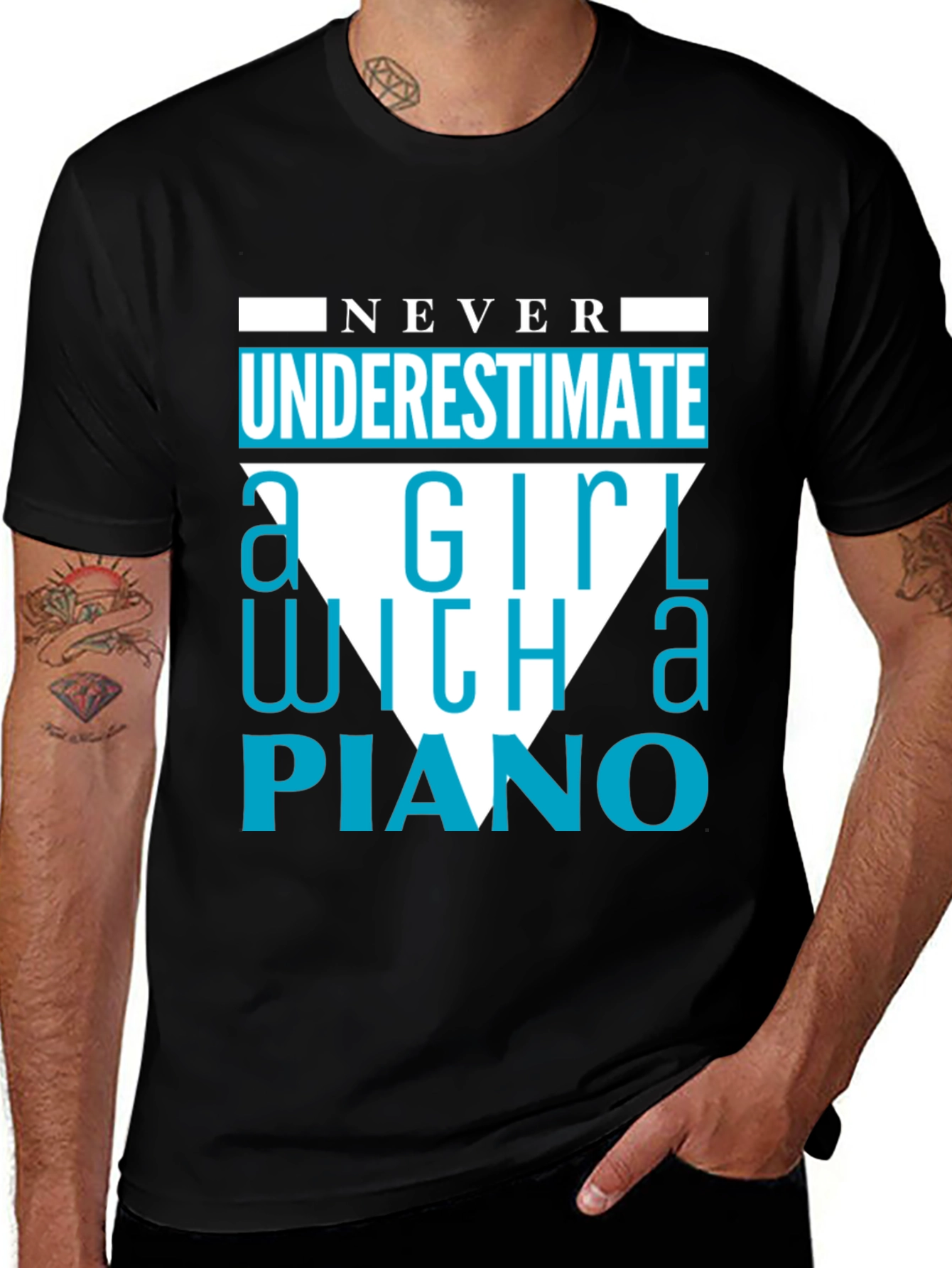 Variant 21 of Never Underestimate a Girl With a Piano T-Shirt