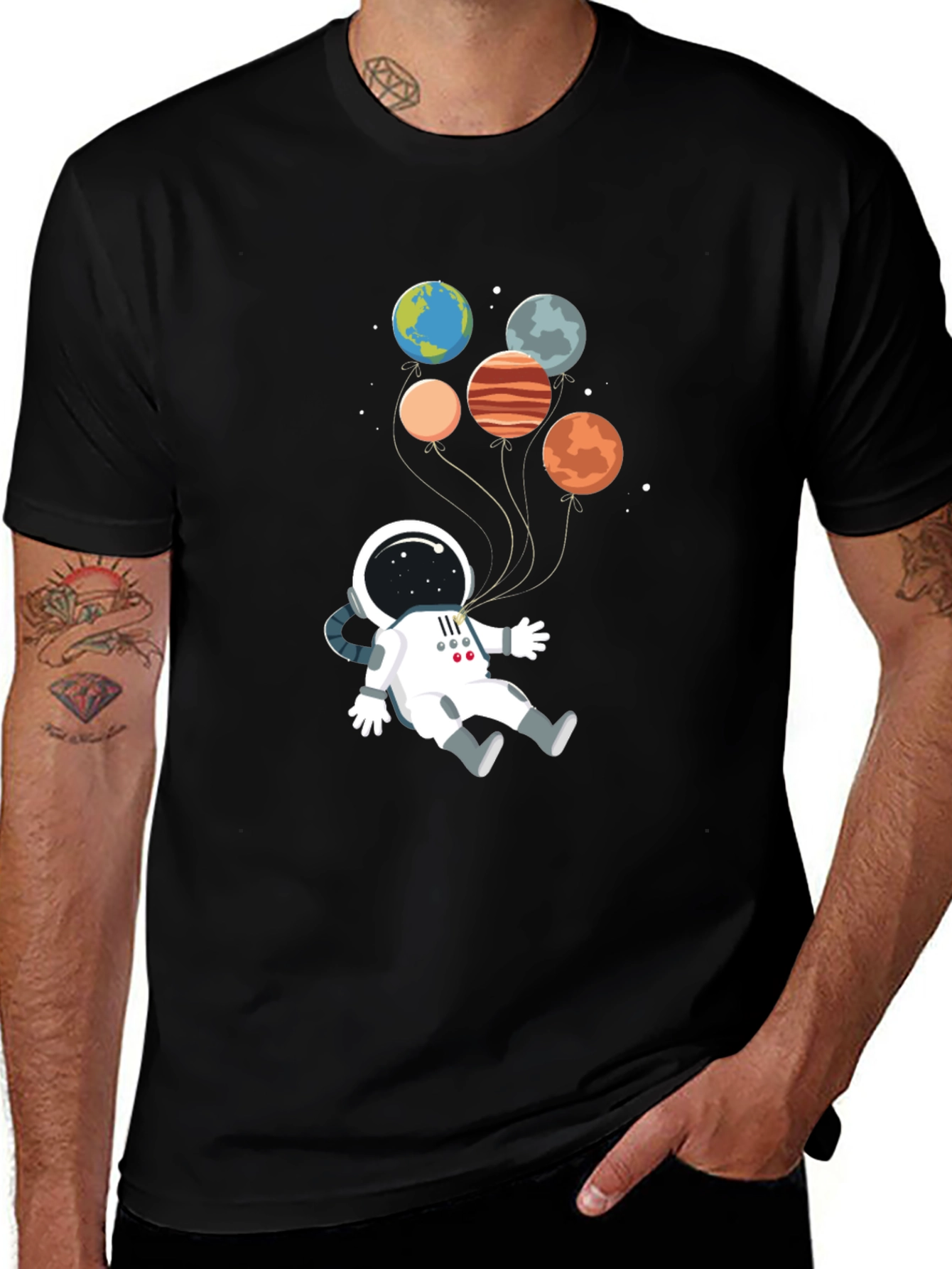 Variant 15 of Astronaut Planet Balloons Graphic T-Shirt