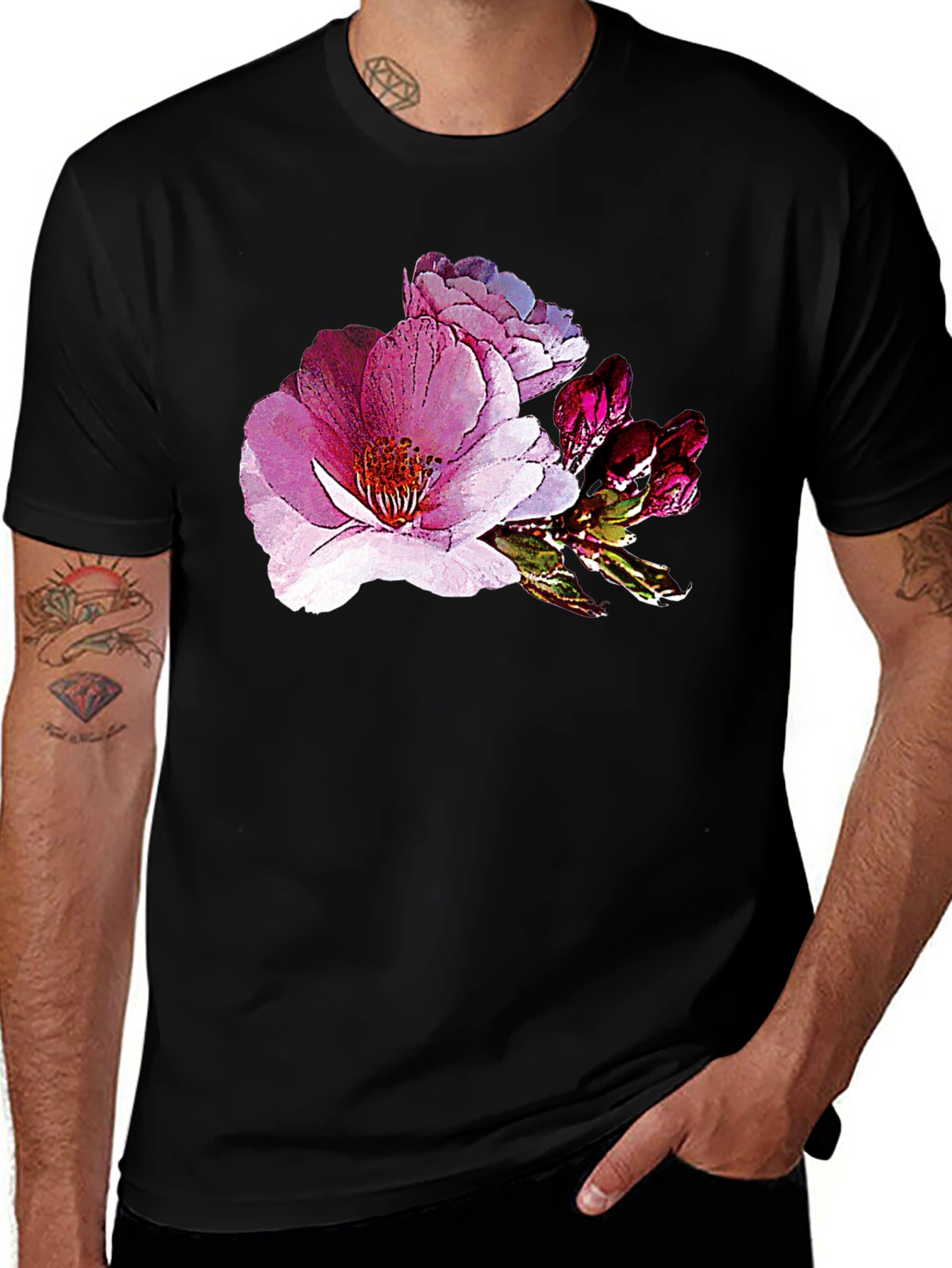 Variant 28 of Floral Graphic Black T-Shirt