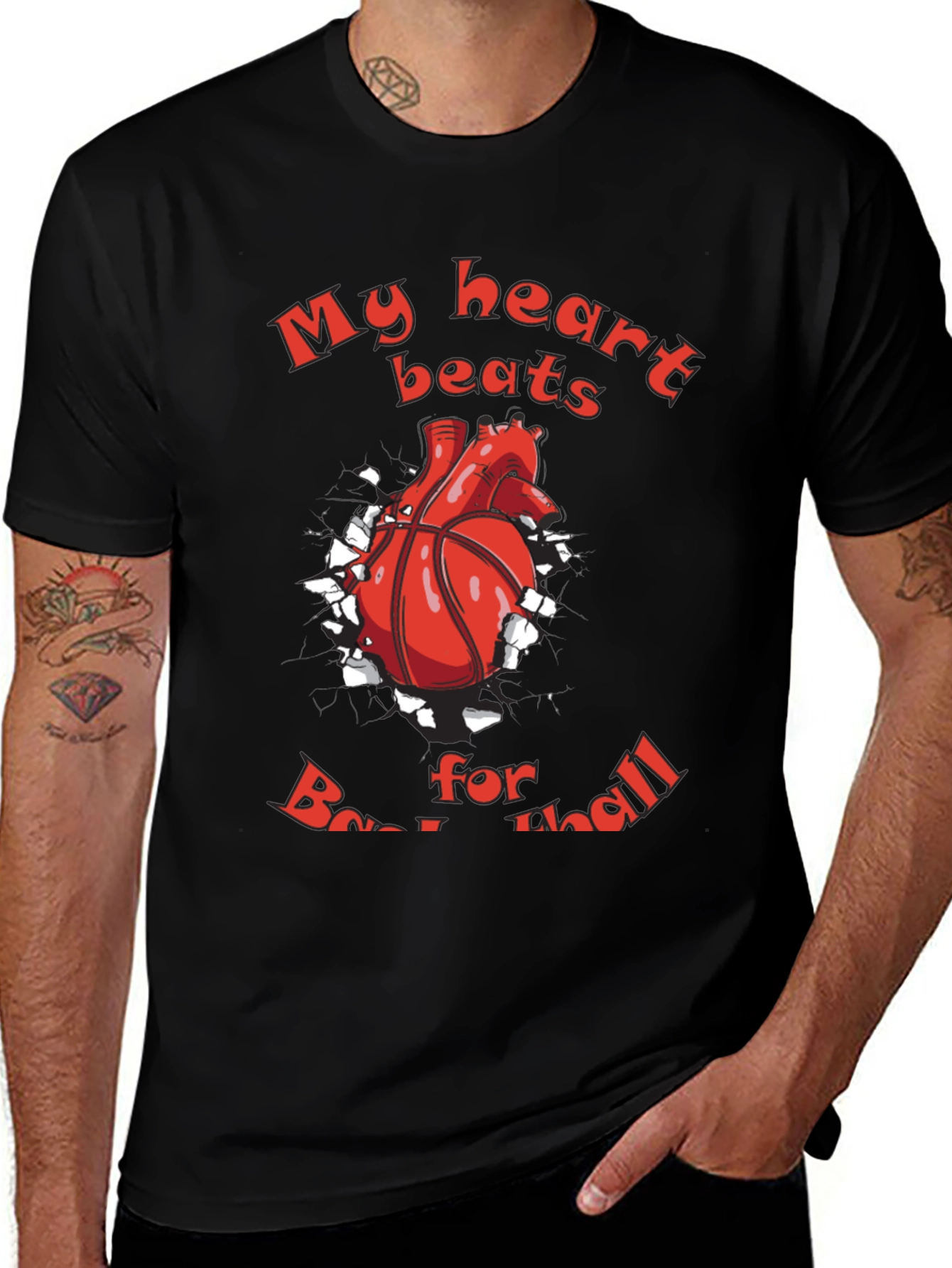 Variant 23 of Basketball Heartbeat Graphic T-Shirt