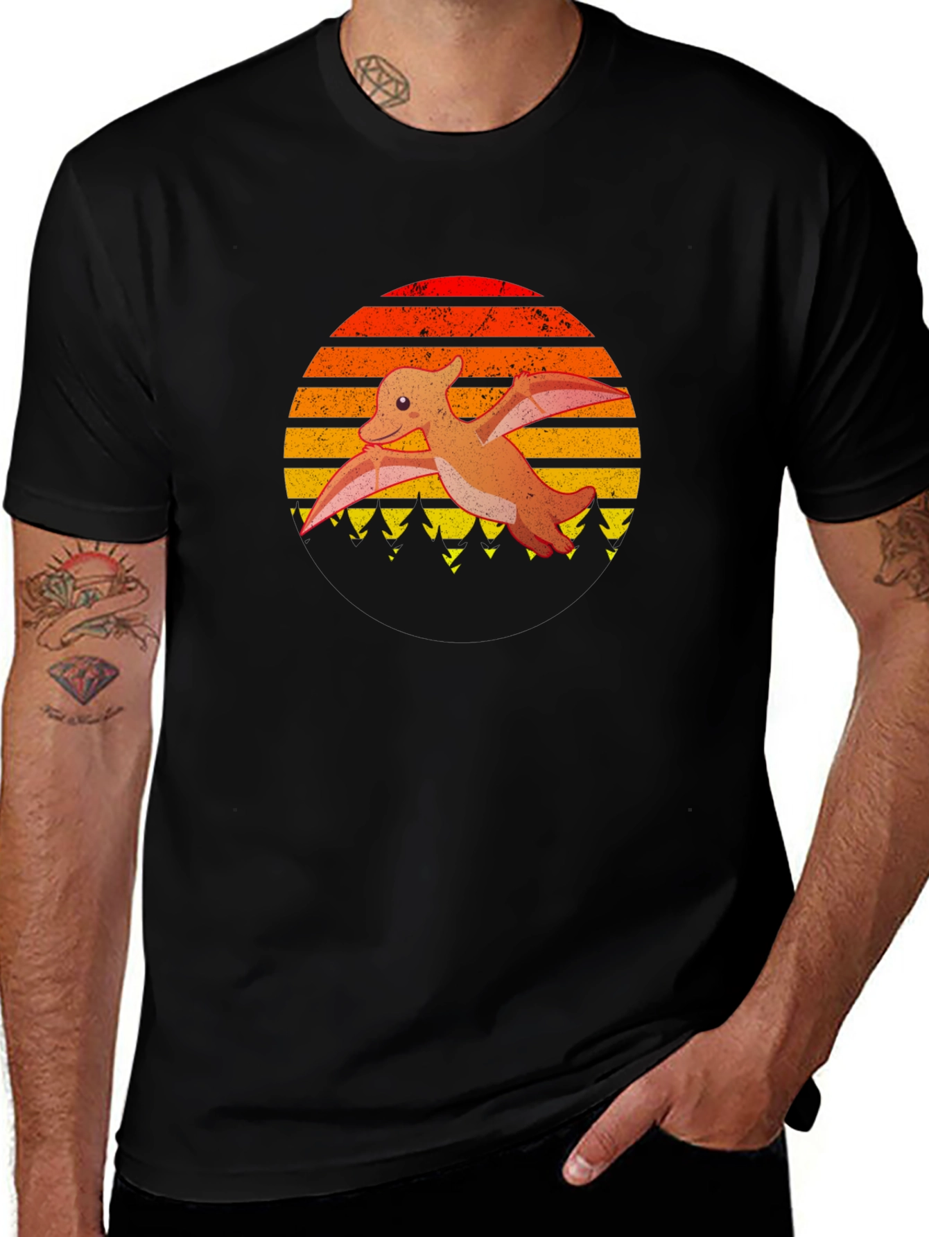 Variant 8 of Retro Pterodactyl Sunset Graphic T-Shirt
