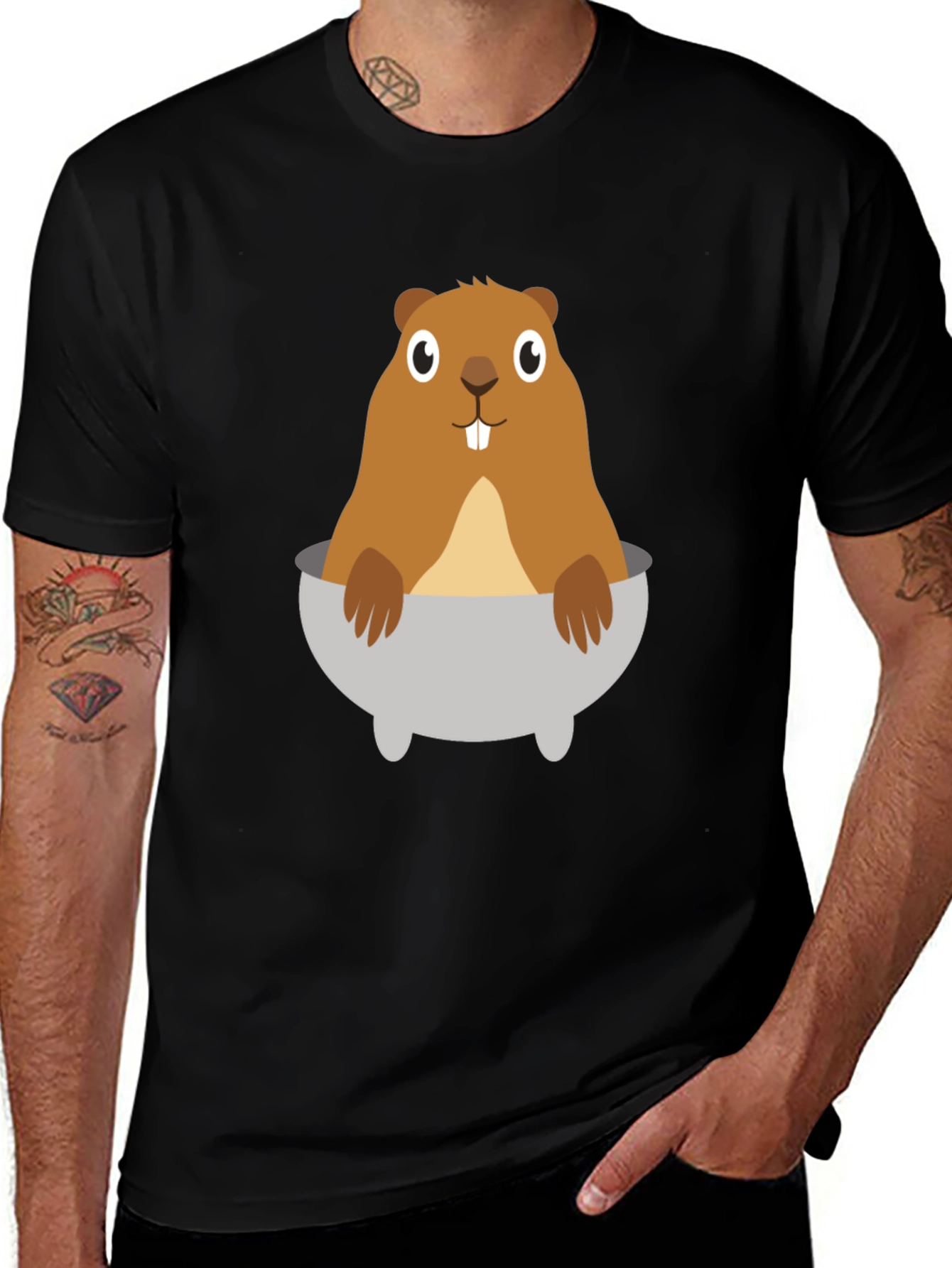 Variant 18 of Funny Beaver in Tub Graphic T-Shirt