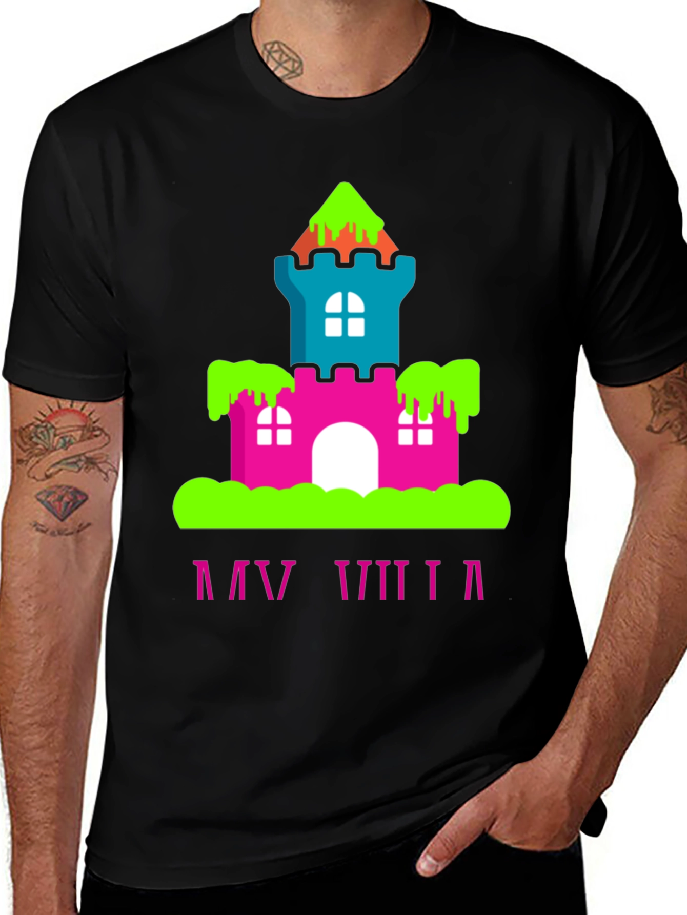 Variant 5 of Colorful Castle Graphic T-Shirt
