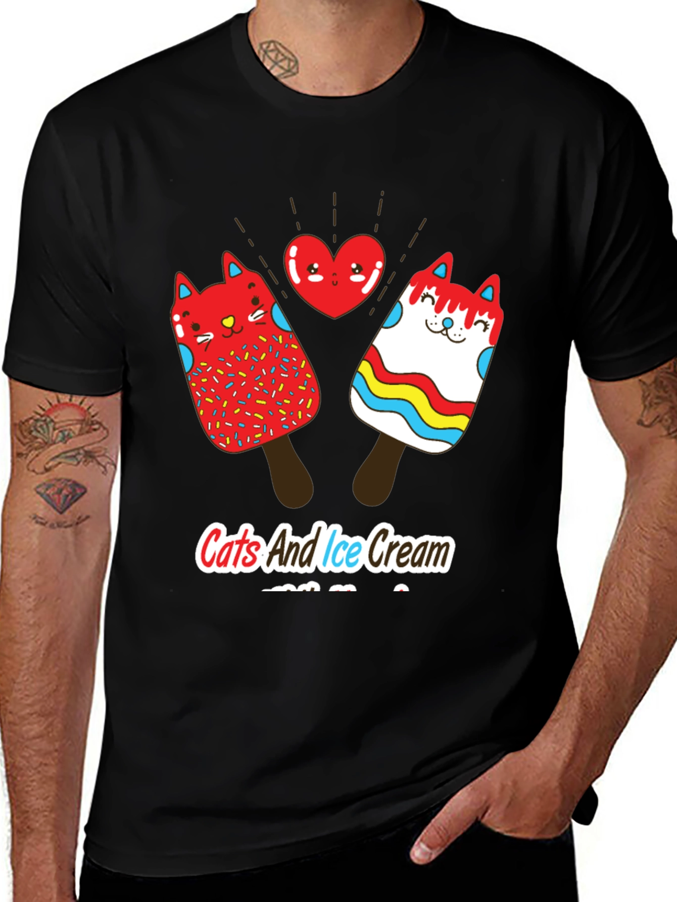Variant 15 of Cats and Ice Cream T-Shirt - Novelty Graphic Tee