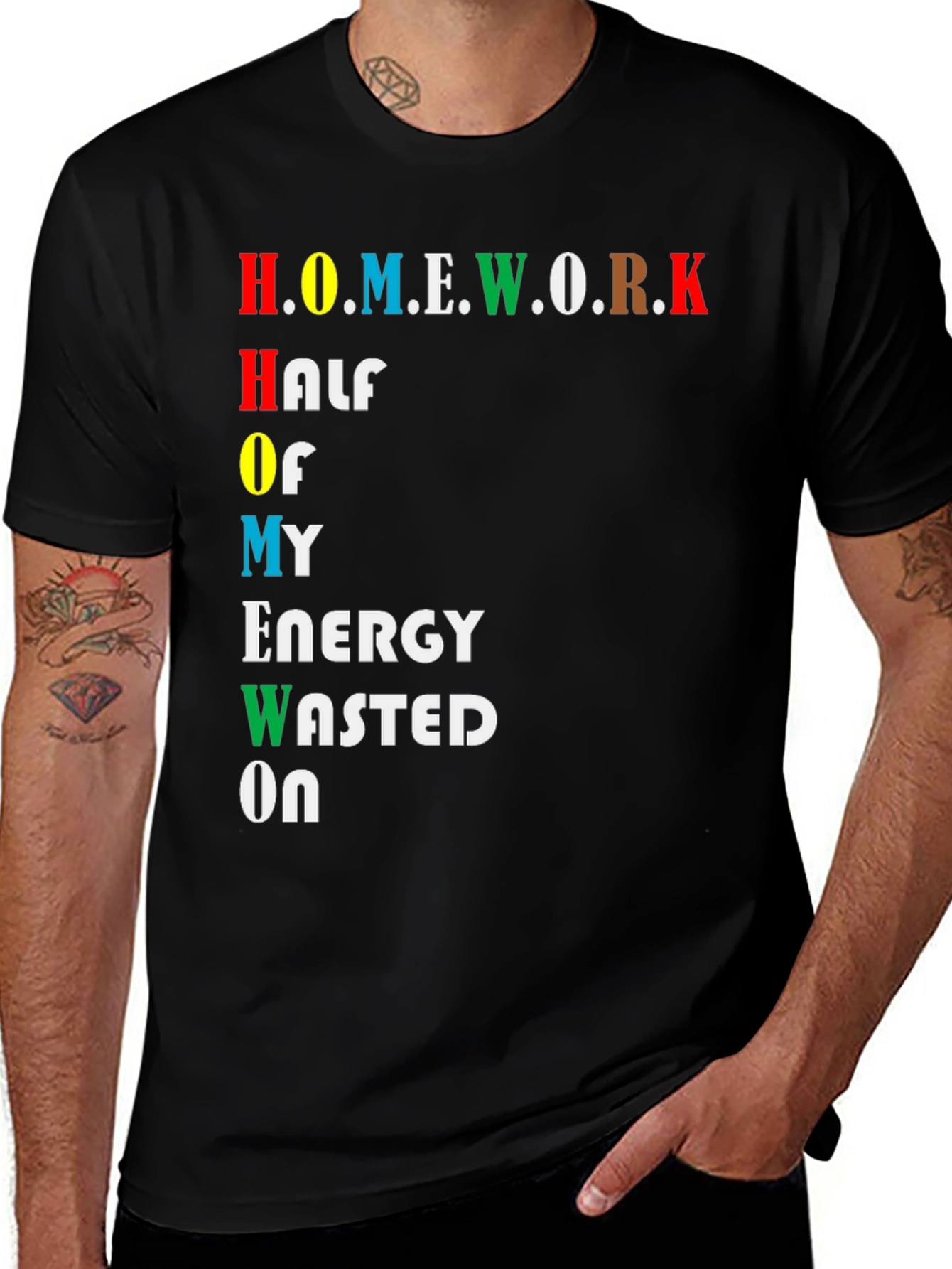 Variant 25 of Homework Acronym Black T-Shirt