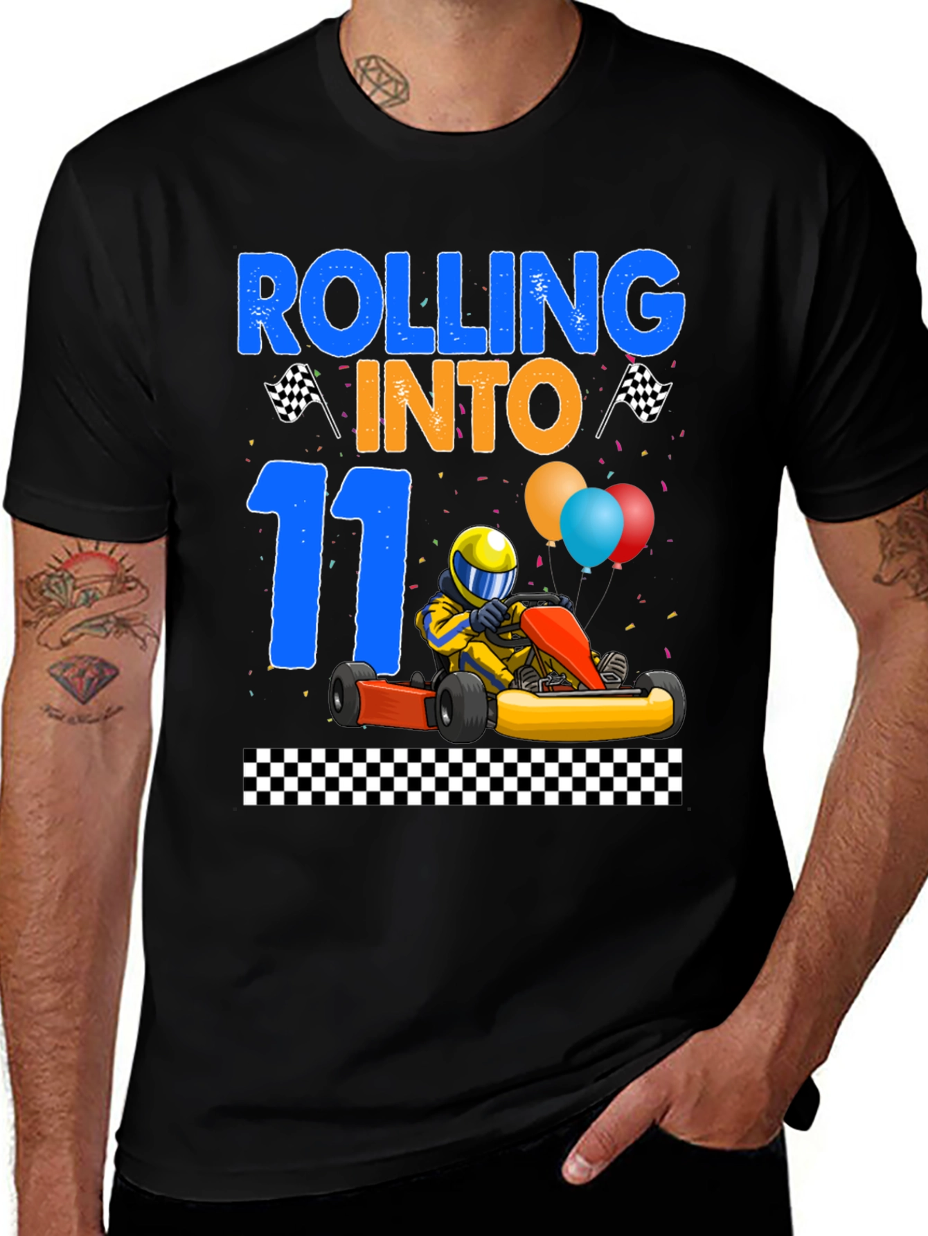 Variant 23 of Rolling Into 11 Birthday Kart Racing T-Shirt