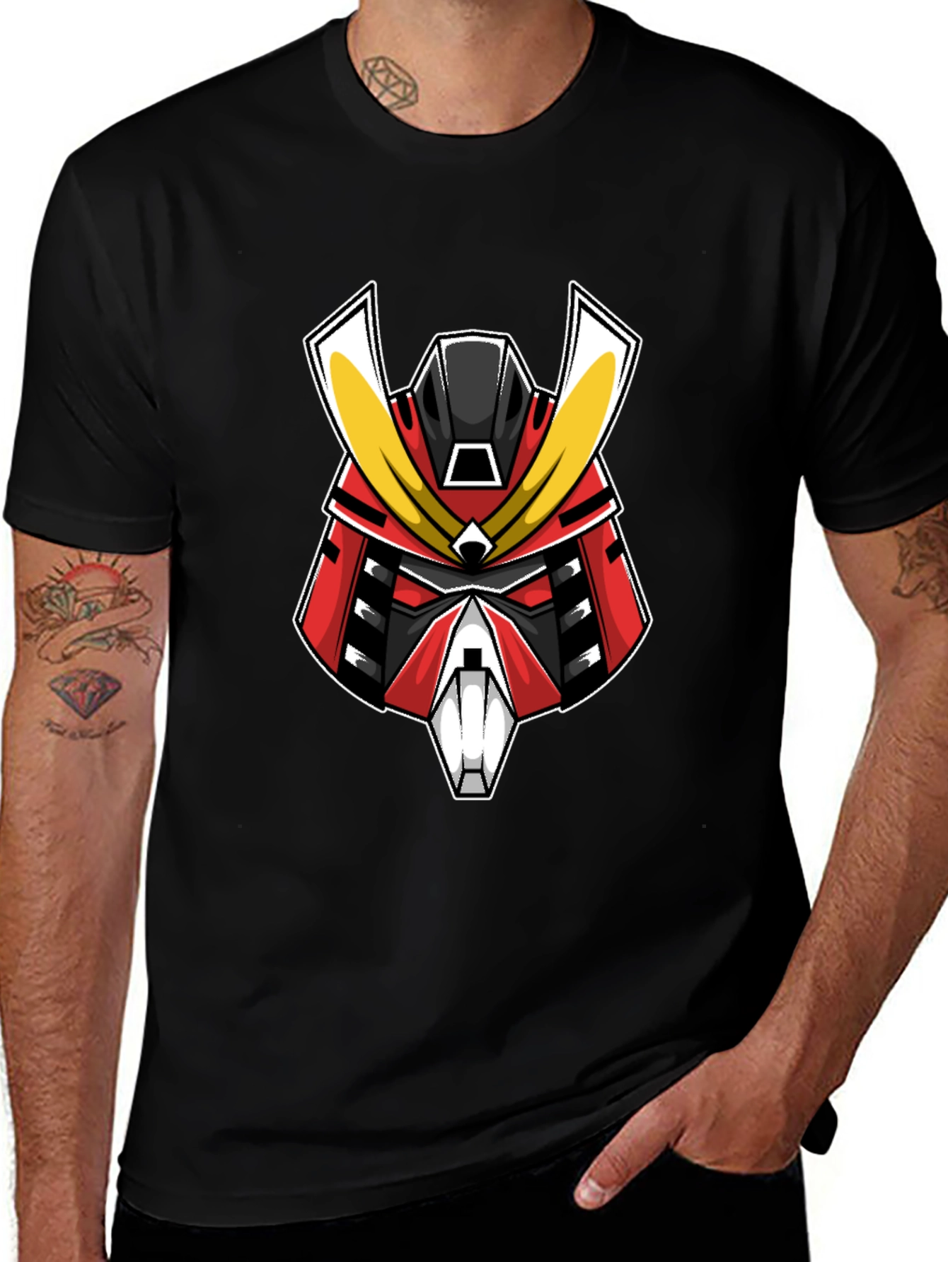 Variant 26 of Samurai Robot Graphic Black T-Shirt
