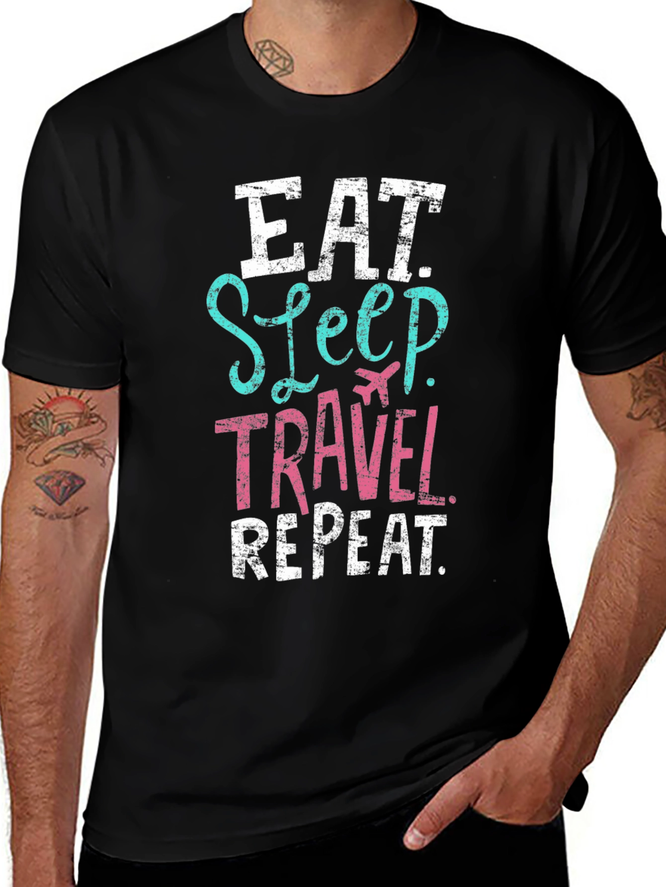 Variant 22 of Eat Sleep Travel Repeat Black T-Shirt