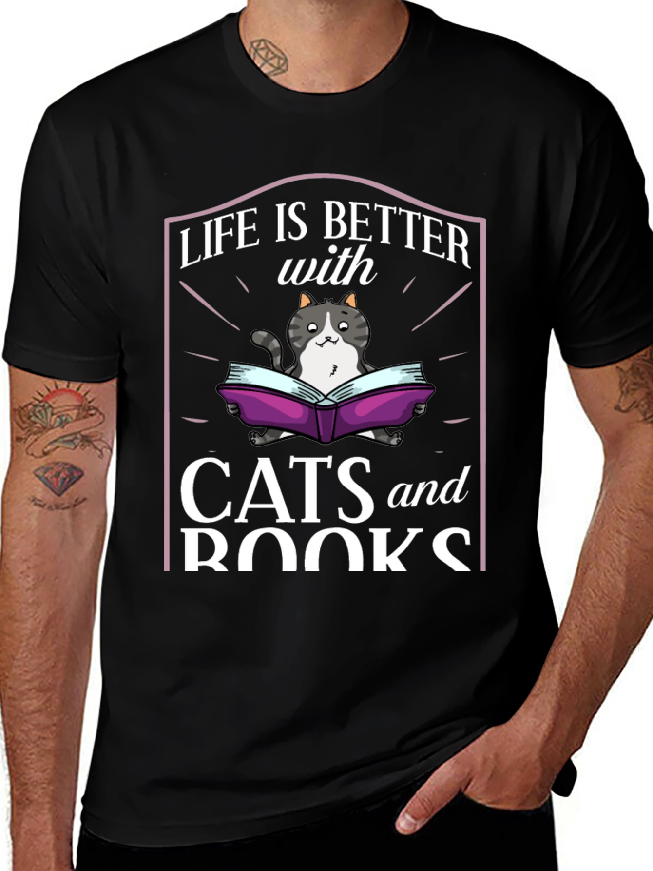 Variant 2 of Life is Better with Cats and Books T-Shirt
