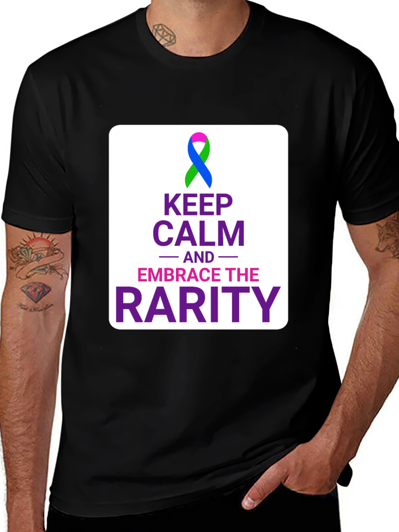 Variant 12 of Keep Calm Embrace the Rarity Black Tee