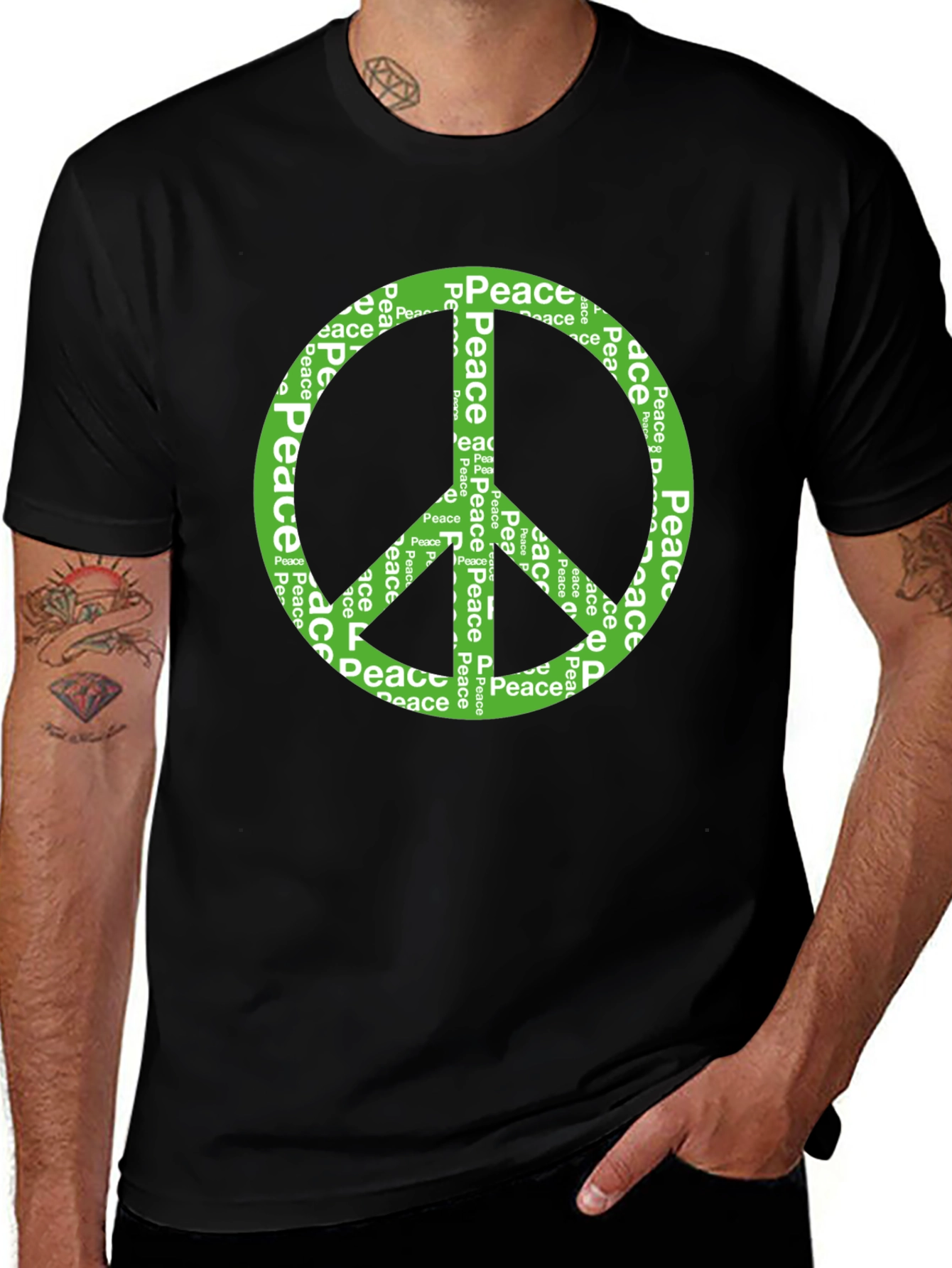 Variant 6 of Peace Sign Graphic Tee - Black